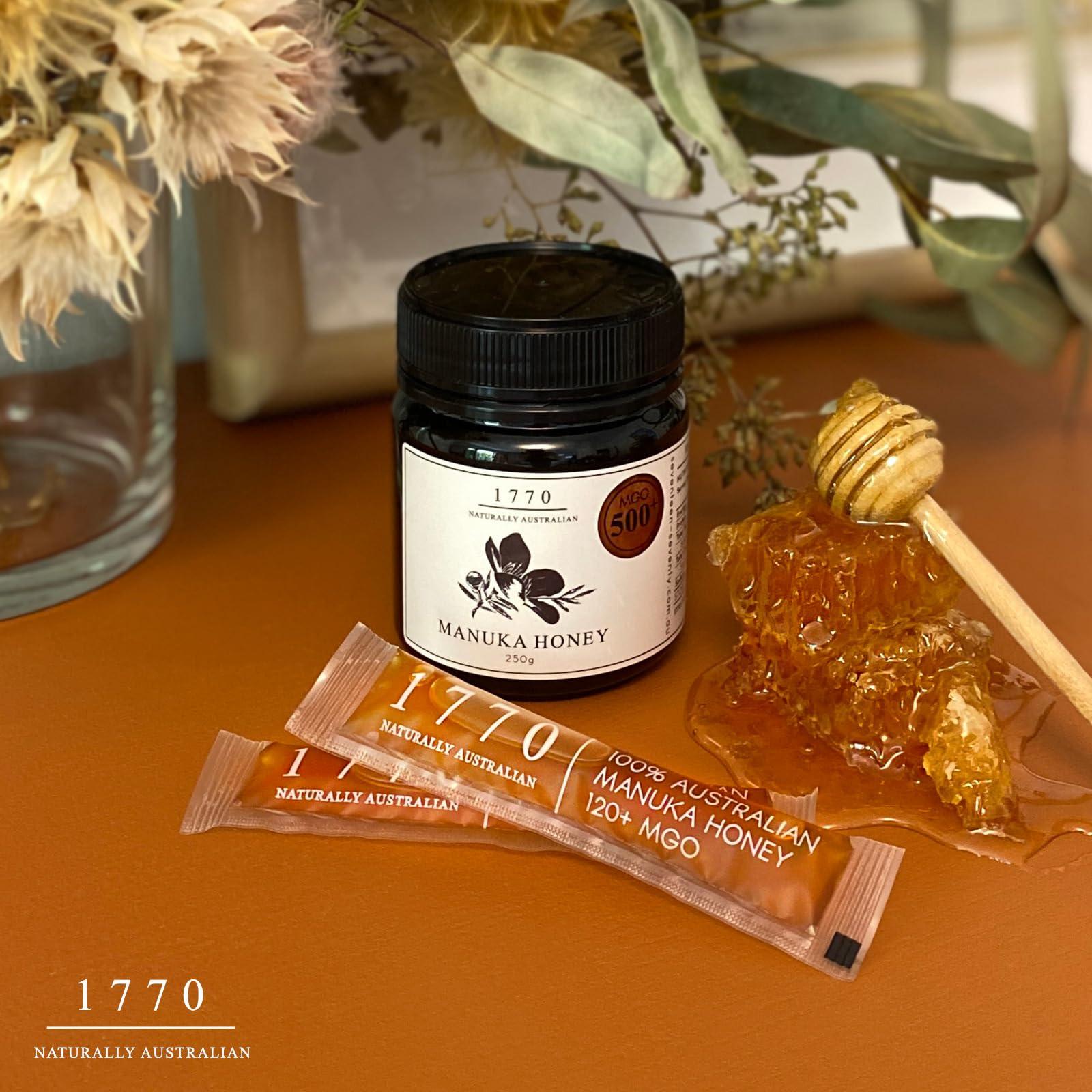 1770 Naturally Australian 1770 Naturally Australian Manuka Honey MGO 500+ Raw Organic Honey Non-GMO, 8.8oz(250g), High Strength, Superfood