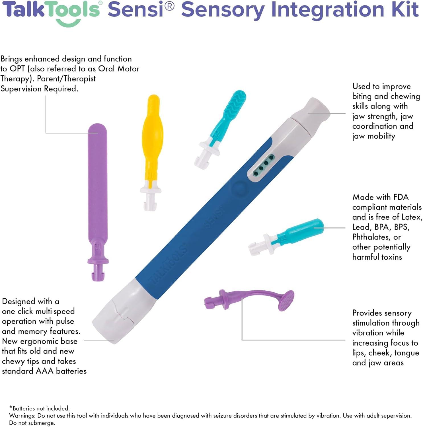 TalkTools TalkTools Sensi Kit & 5 Tips - Sensory Therapy Tool for Speech and Feeding, Autism Sensory Products, ADHD Tools, Speech Therapy Gifts for Autism Children (Ocean Blue)
