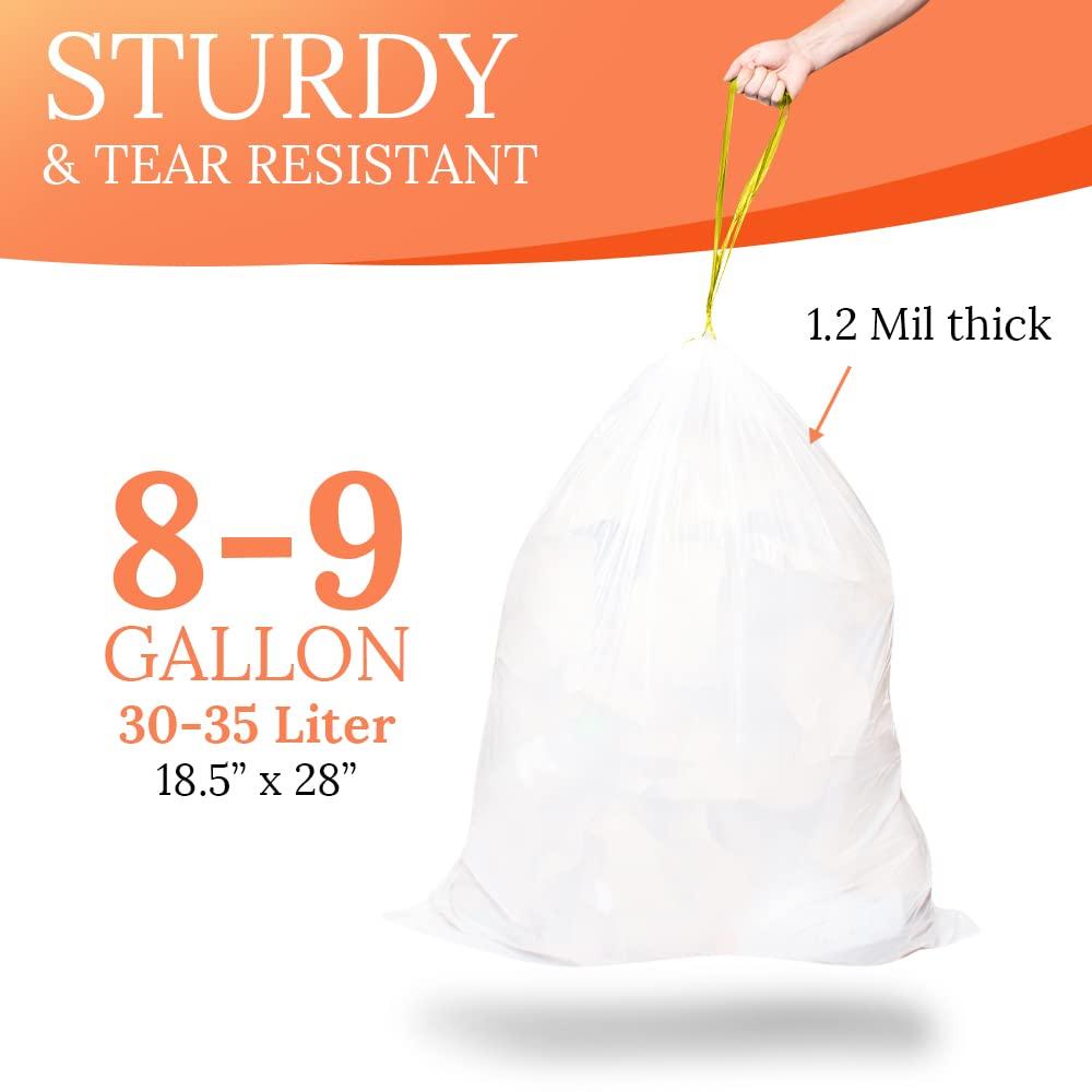 Delight Bags CODE H (100 Count), Compatible with Simplehuman Code H, White, Drawstring Trash Bags