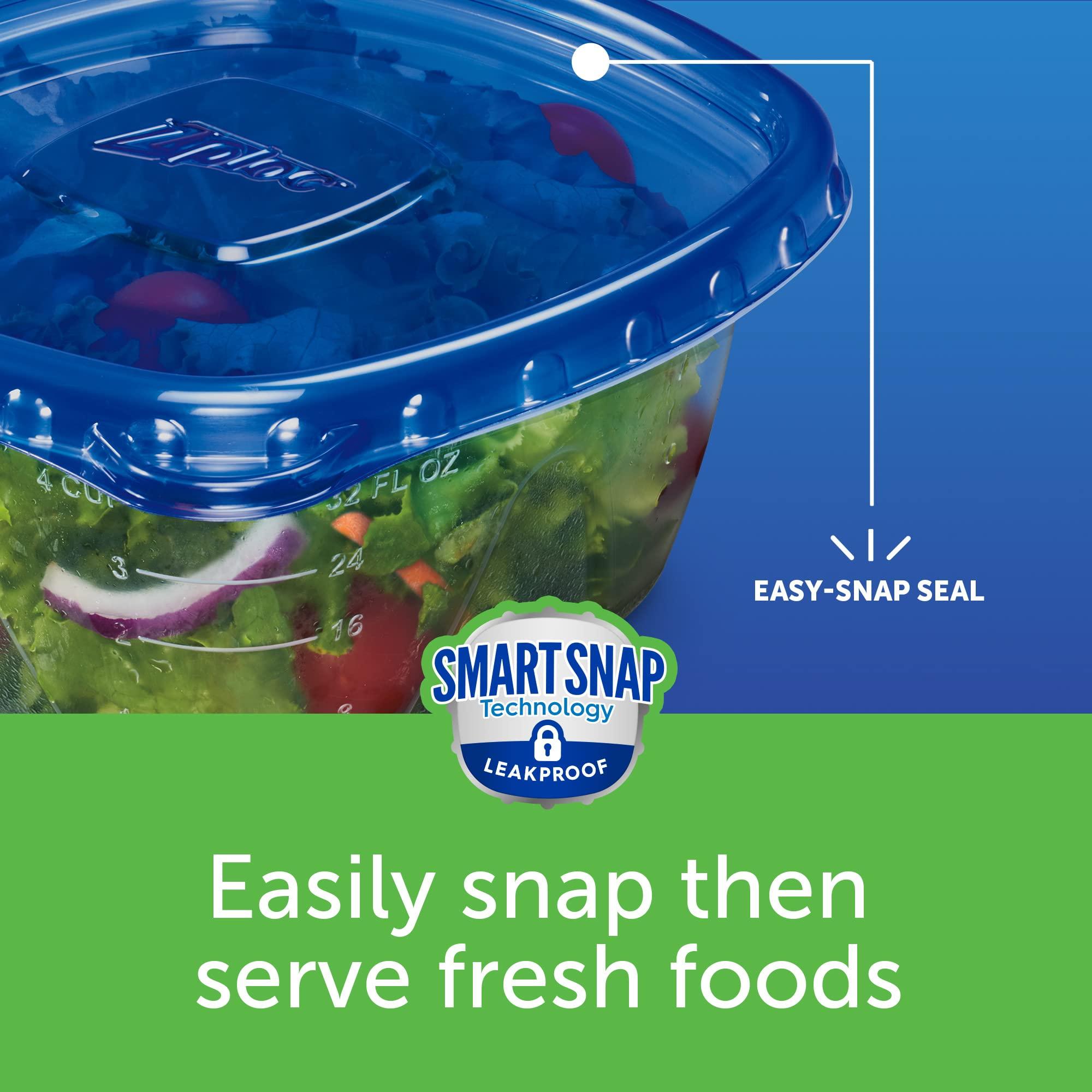 SC Johnson Ziploc Food Storage Meal Prep Containers Reusable for Kitchen Organization, Smart Snap Technology, Dishwasher Safe, Deep Rectangle, 2 Count (pack of 4)