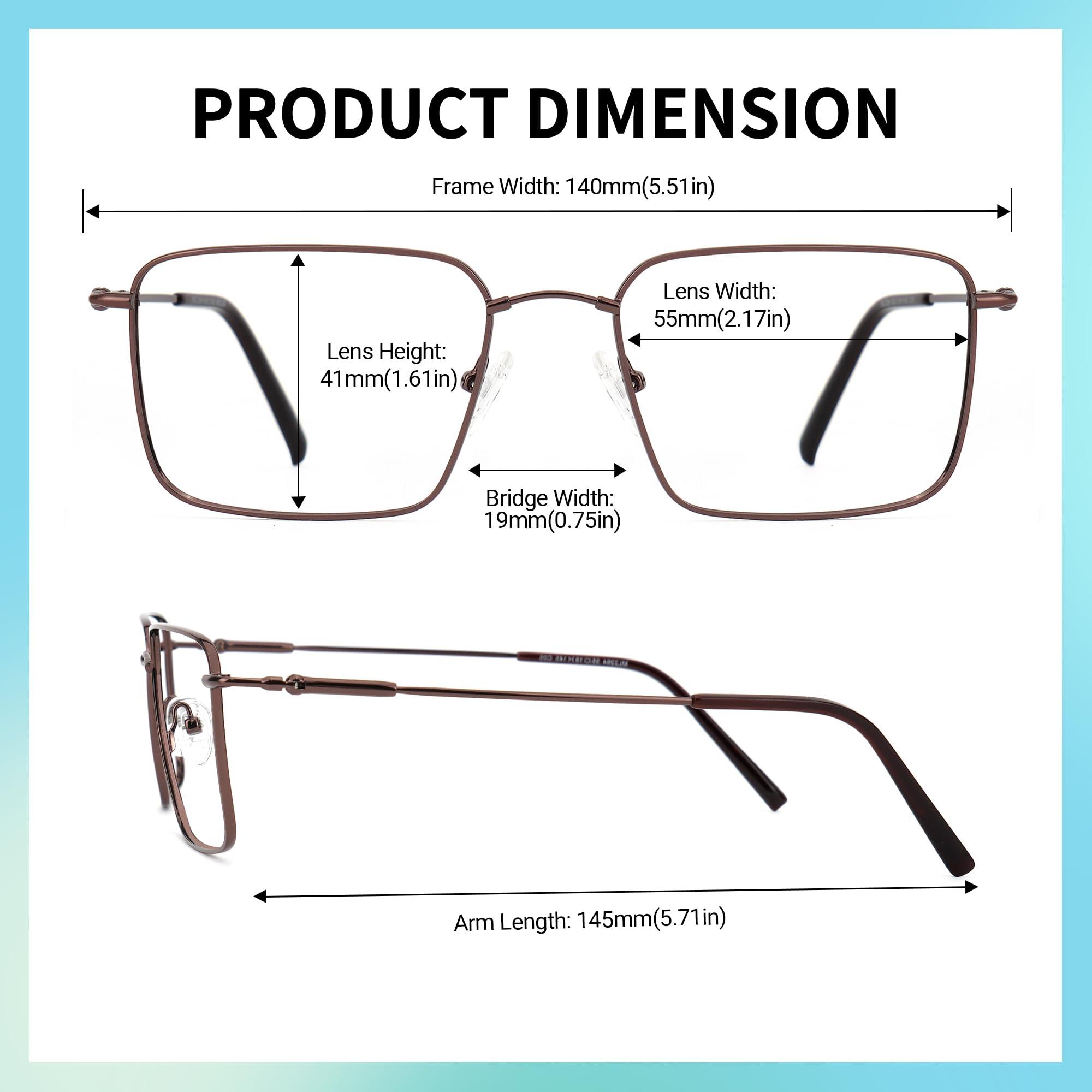 Zeelool Zeelool Reading Glasses for Men Rectangle Blue Light Blocking Readers with Anti-Reflective Coating and Spring Hinges ZJGM933461-04Brown,2.50