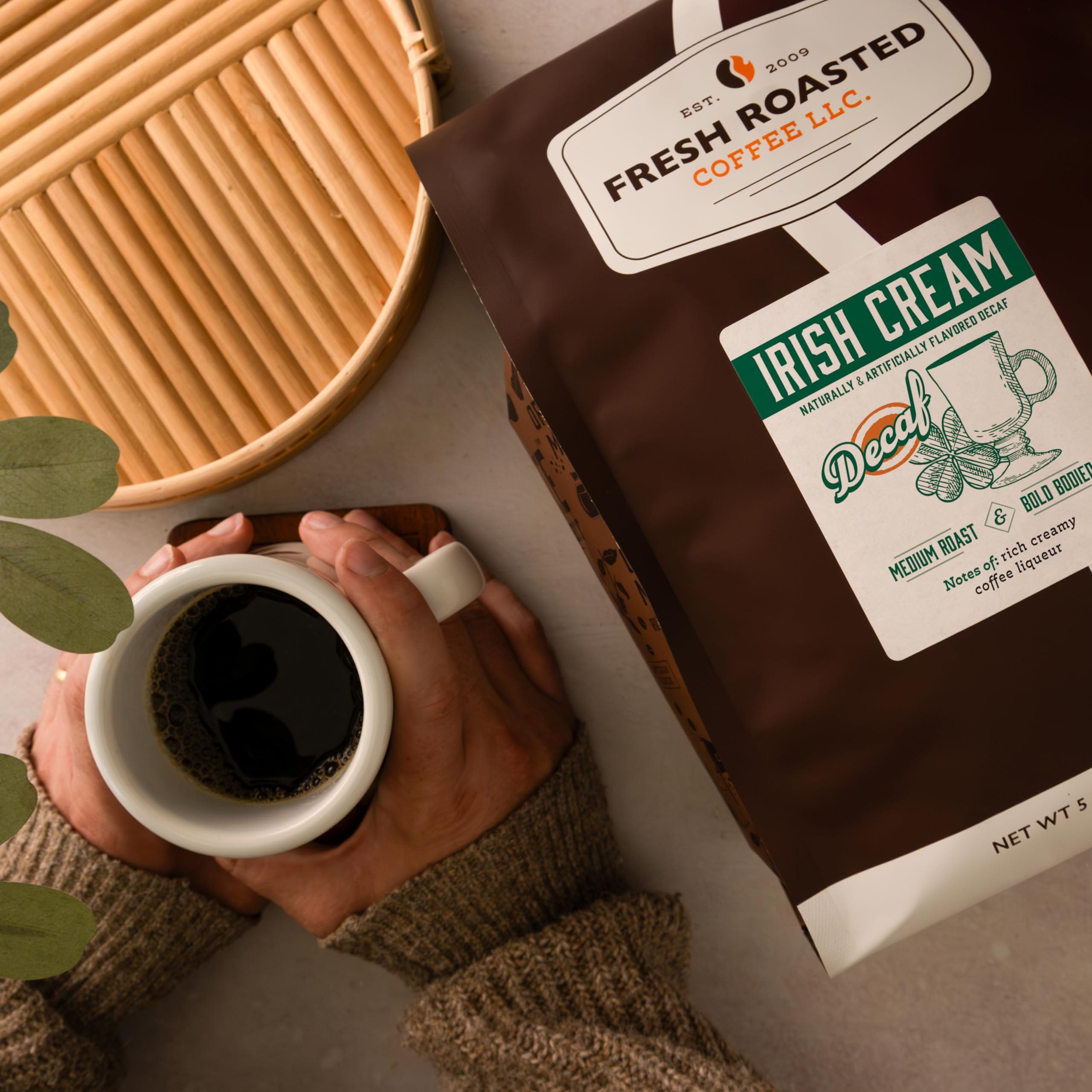 Fresh Roasted Coffee Fresh Roasted Coffee, Decaf Irish Cream Flavored Coffee, 5 lb (80 oz), Medium Roast, Kosher, Ground