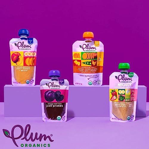 Plum Organics Plum Organics Stage 2 Organic Baby Food - Peach, Banana, and Apricot - 4 oz Pouch (Pack of 12) - Organic Fruit and Vegetable Baby Food Pouch