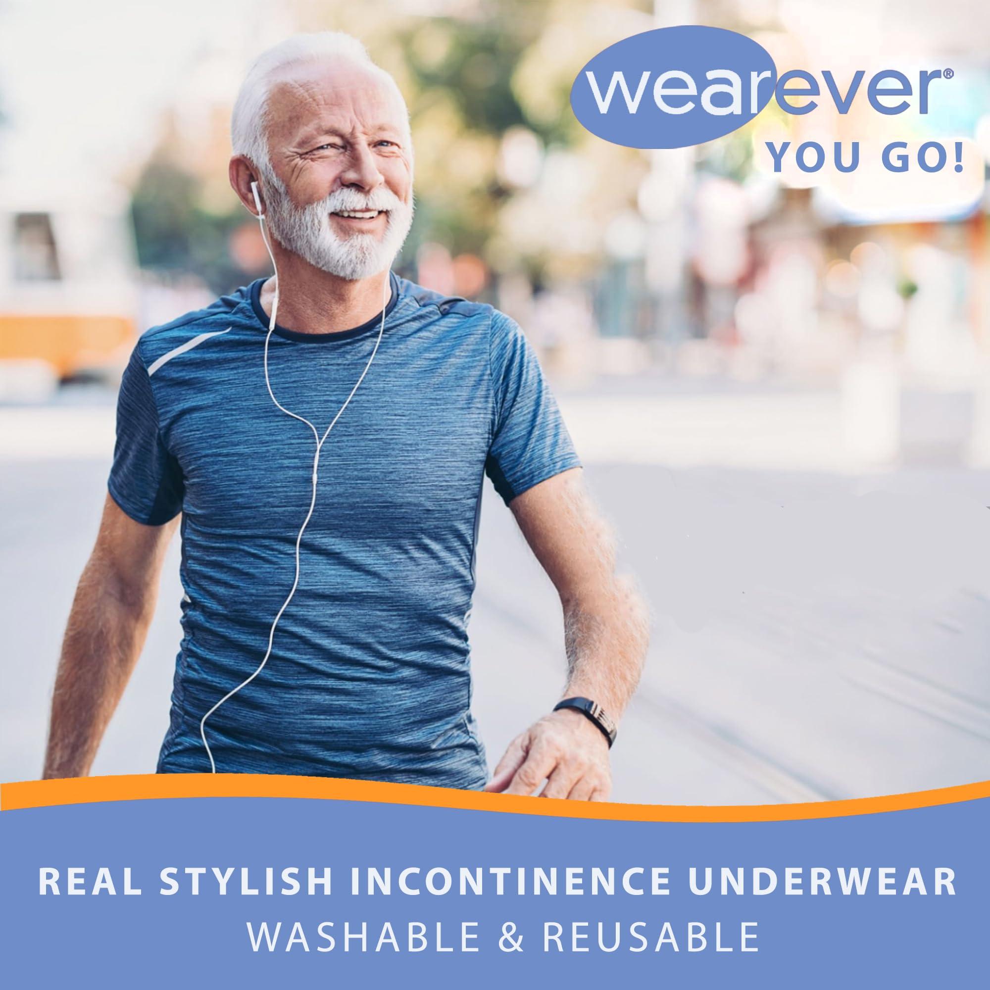 Wearever Wearever Mens Incontinence Briefs for Bladder Control with Super Absorbency - Reusable & Washable Leak Proof Underwear for Men (Pack of 3) (White) (M) (Waist 34-36)