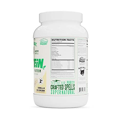 Magician Black Magic Plant-Source 100% Vegan Protein - Keto, Low Sugar, Dairy Free Protein - Pre/Post Workout - Vanilla Ice Cream - 20g Protein - 2 LB