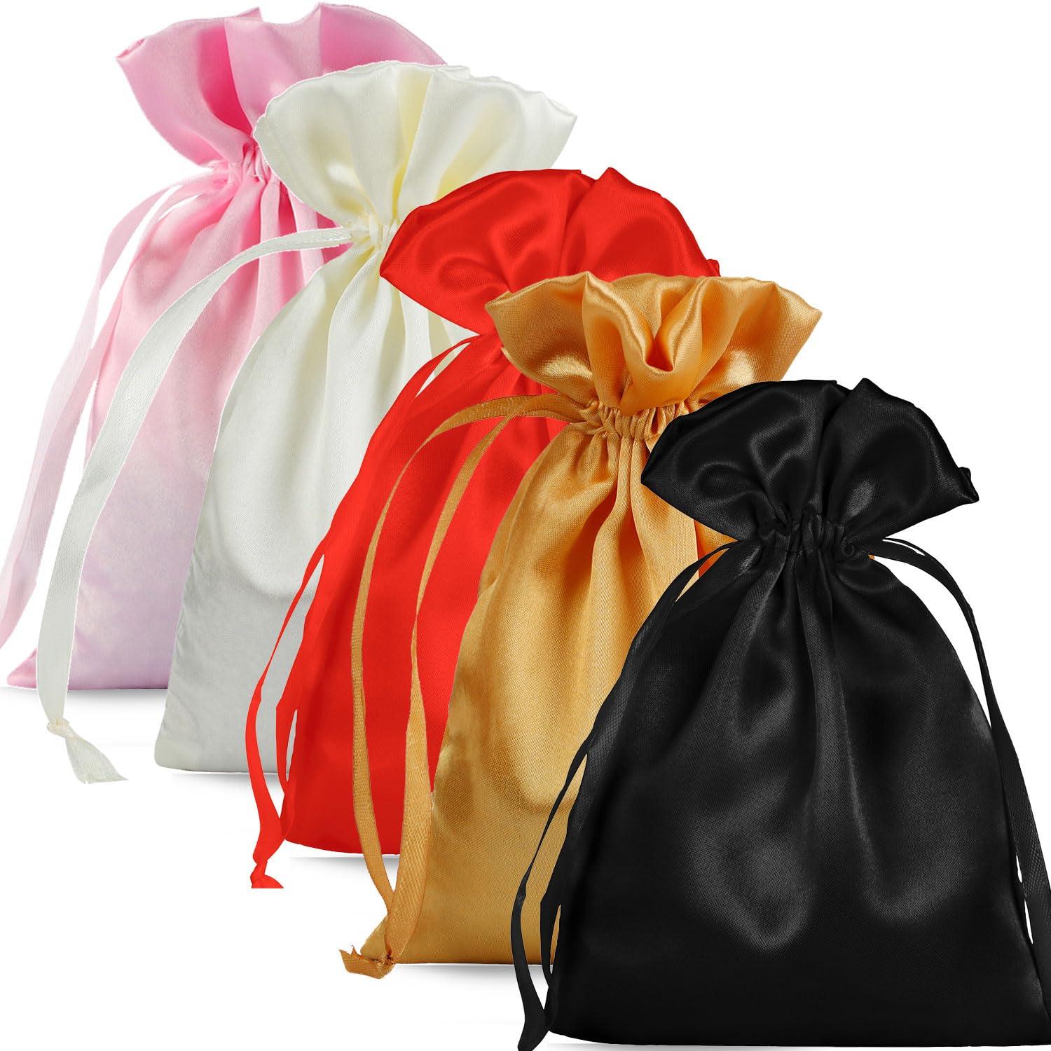 AKLVBL AKLVBL Satin Bags with Drawstring,Multicolored Silk Gift Bags with Drawstring,50 Pieces Small Jewelry Bags Drawstring,Wedding Favor Bags,5X7 Inches Small Drawstring Pouch