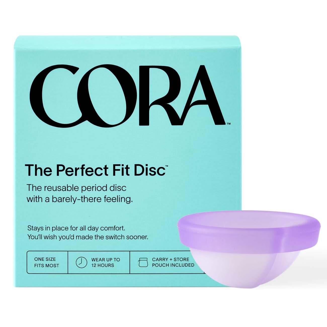 Cora Cora Organic Feminine Care | 72 Super Absorbency Pads and a Reusable Menstrual Disc | Medical Grade Silicone | Eco-Conscious | Bundle Pack