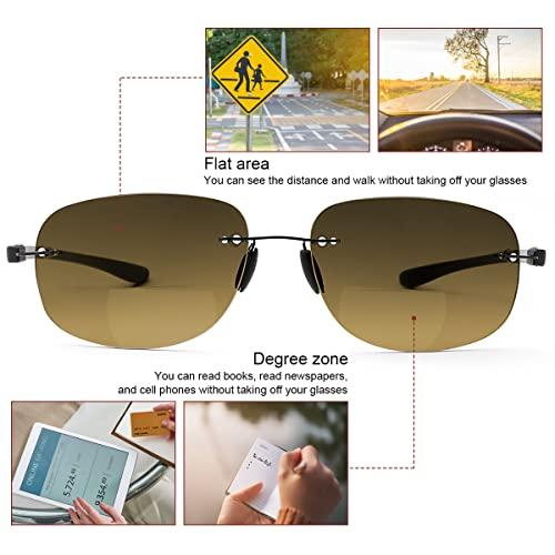 YIMI YIMI 2 Pairs Bifocal Reading Glasses Blue Light UV400 Protection Sport Sunglasses Far and Near Dual Use for Men Women Eyewear(Black and Brown, 2.50, multiplier_x)