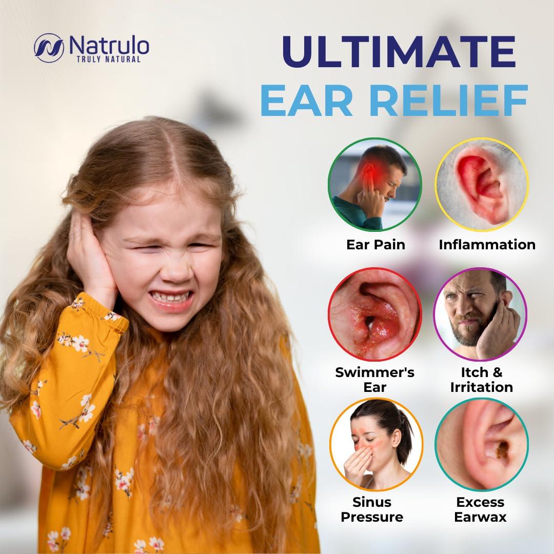 Natrulo Natrulo Natural Ear Drops for Kids Ear Infection Treatment Organic Children Ear Oil Drops Relieves Ear Aches, Itchy Ears, Infections, Swimmer's Ear, & Loosens Wax Kids Safe, Made in USA