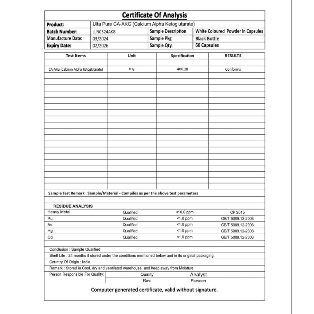 Live-Longer.net Live-Longer.net Ca-Akg, Calcium Alpha-ketoglutarate, 80mg per 2 Capsule Serving