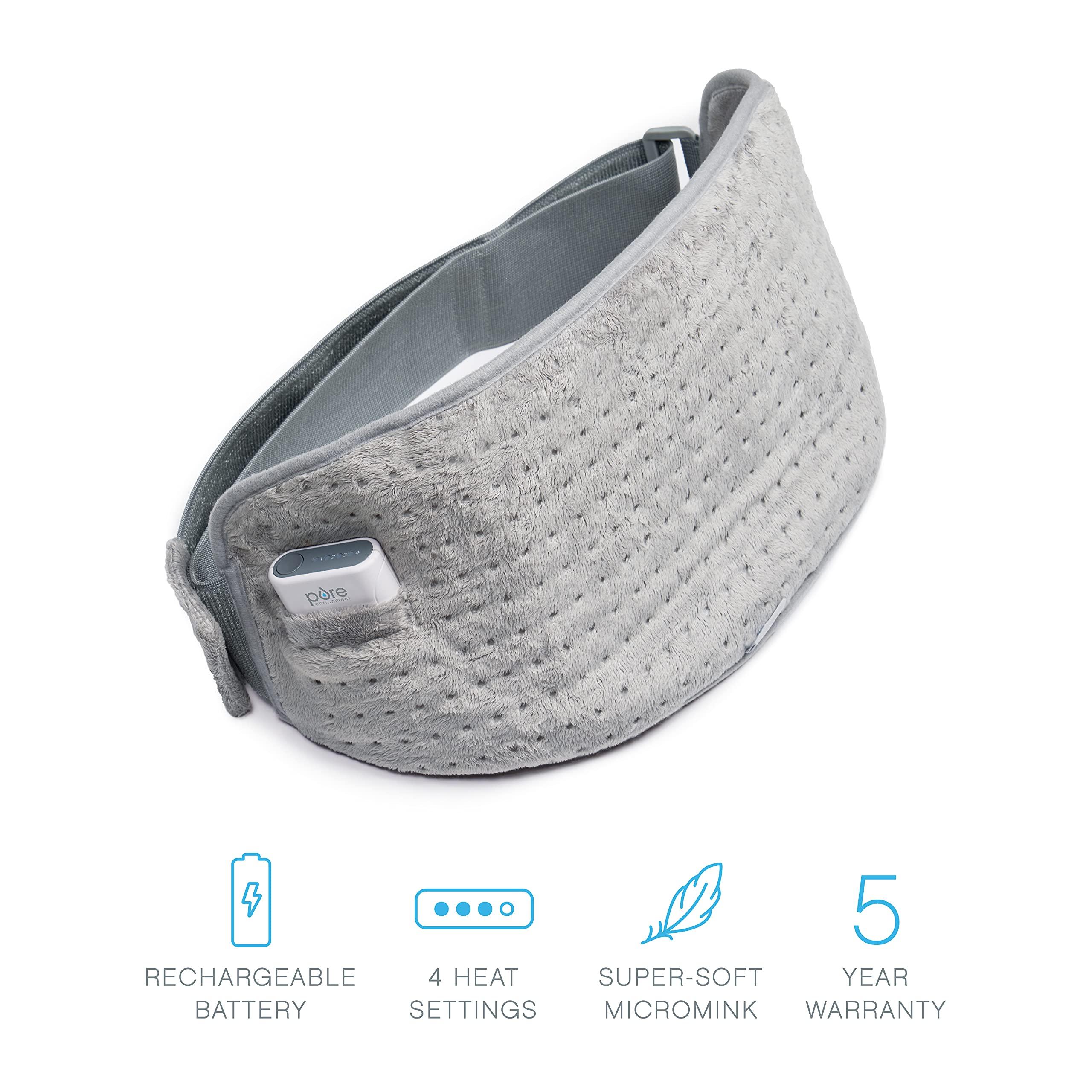 Pure Enrichment Pure Enrichment PureRelief Cordless Lumbar and Abdominal Heating Wrap - 4 Heat Settings, 2-Hour Portable Use, Optional Hot/Cold Gel Pack, Super-Soft Micromink, and Universal Fit Strap