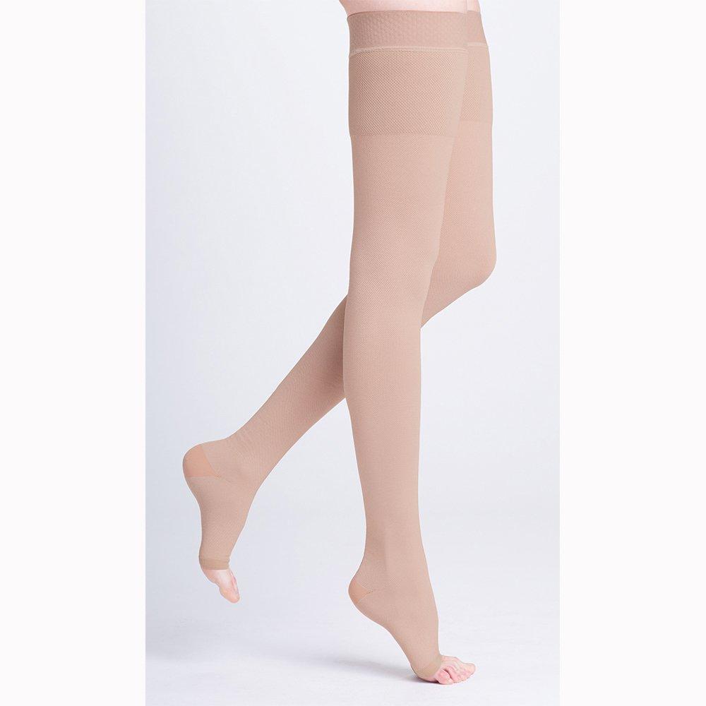Sigvaris 500 Natural Rubber 40-50 mmHg Open Toe Unisex Thigh High Sock without Grip-Top Size: S3