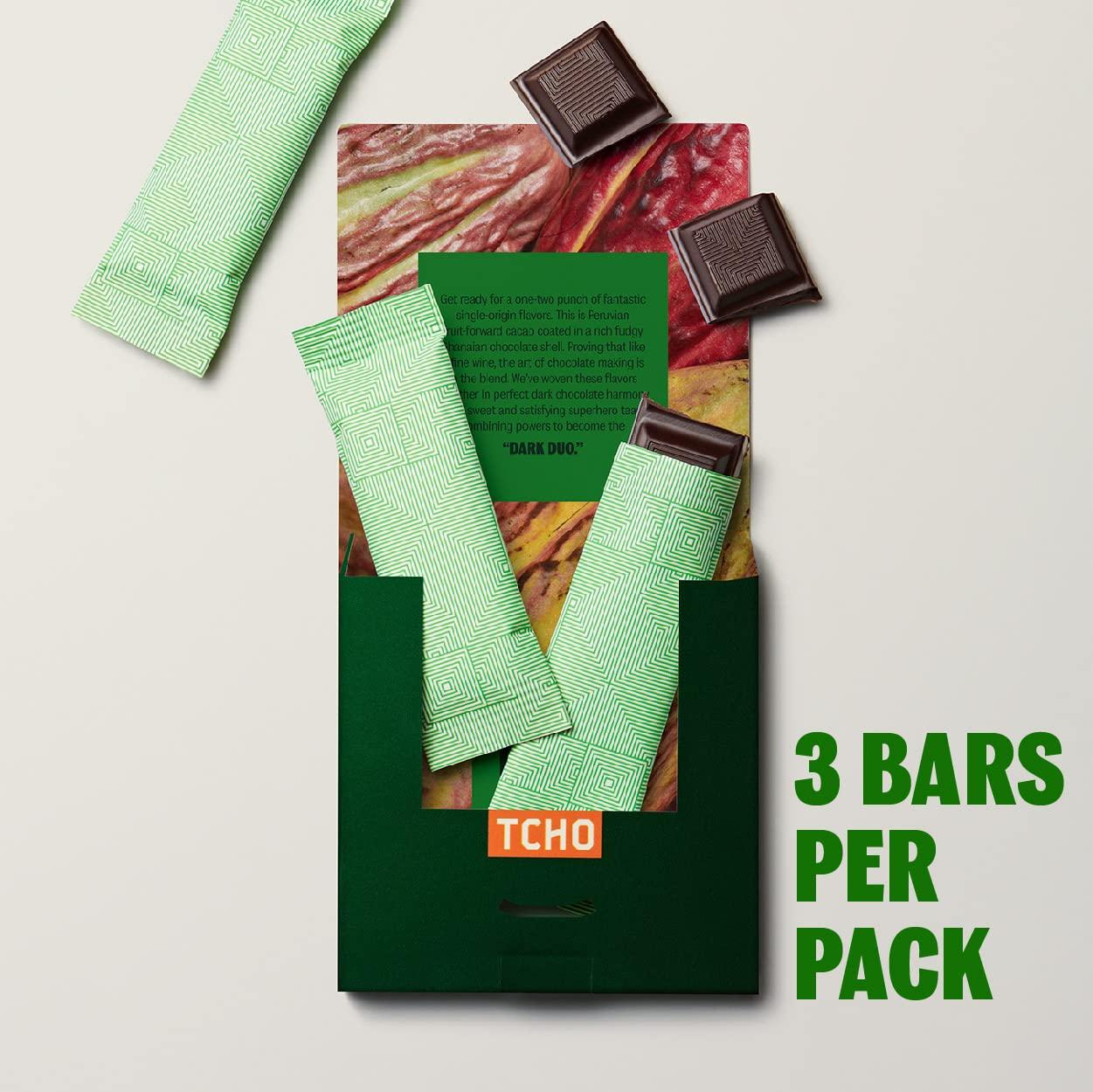 TCHO TCHO Dark Duo 75% Dark Chocolate Bars (5 pack) | Plant Based, Organic & Fair Trade, | Non GMO, Non-Dairy, Vegan Chocolate, Soy Free (2.5oz each)