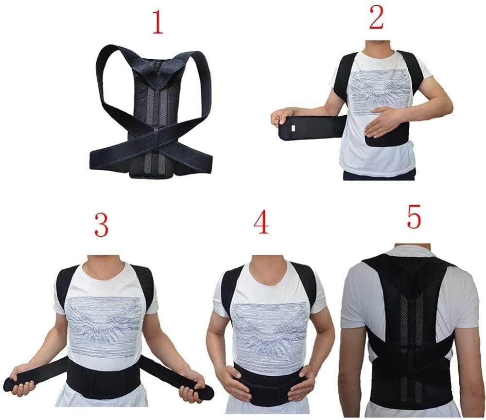 SJHY Posture Corrector Back Braces for Posture Correction Adjustable Back Brace Back Shoulder Support Belt Orthopedic Posture Men Women Back Posture (Color : Black, Size : Large)
