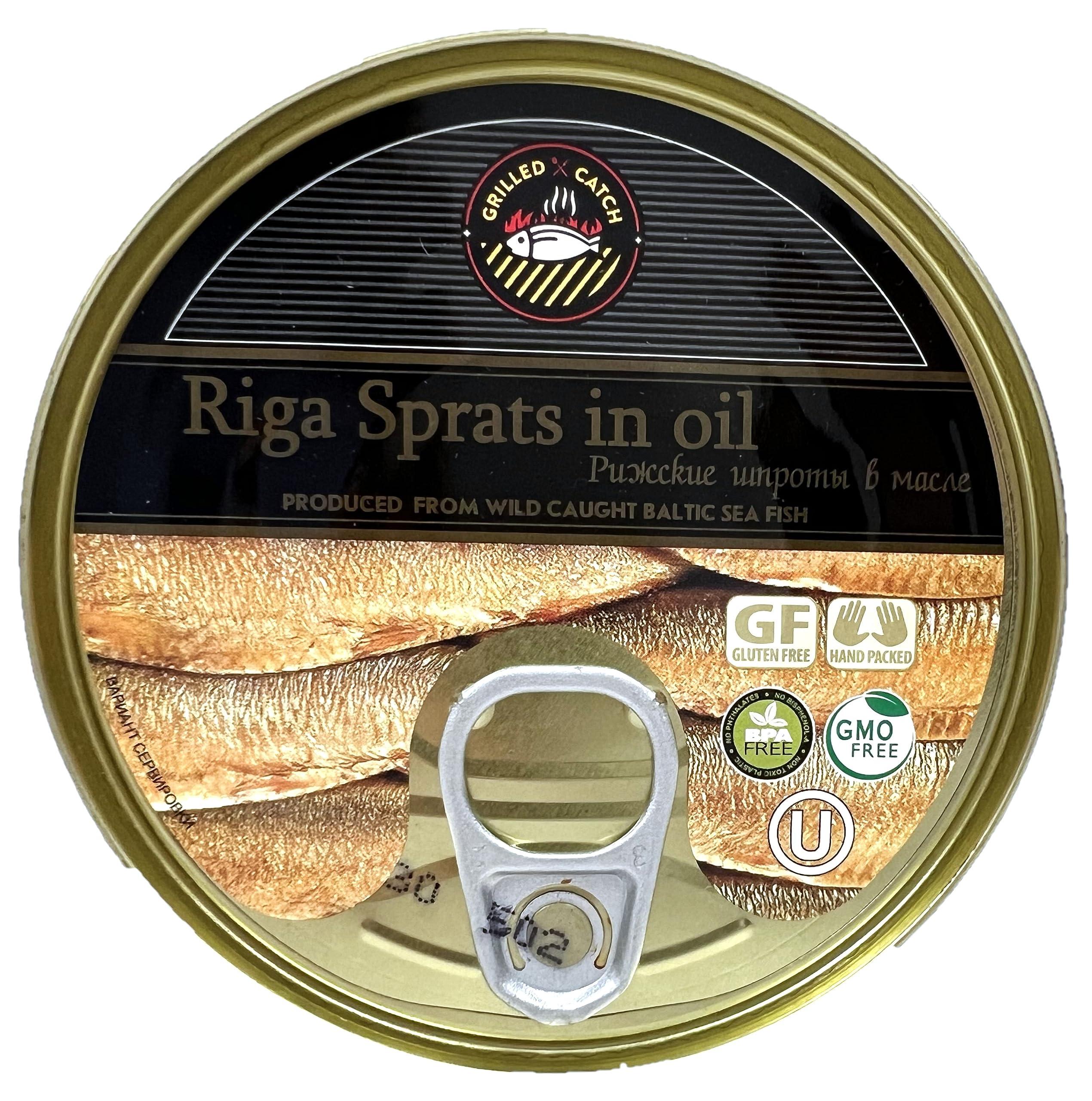 GOLD STAR Sprats Riga Smoked (12 Pack) Gold Star 5.6 oz Tins in Vegetable Oil Product of Latvia, Kosher