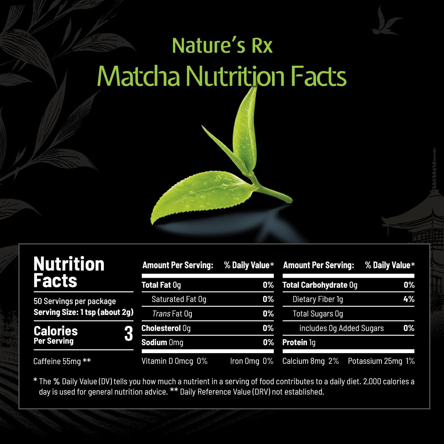 Natures Rx Organic Matcha Green Tea Natures Rx Organic Matcha Tea Powder Premium Grade 100g Pack | 50 Servings