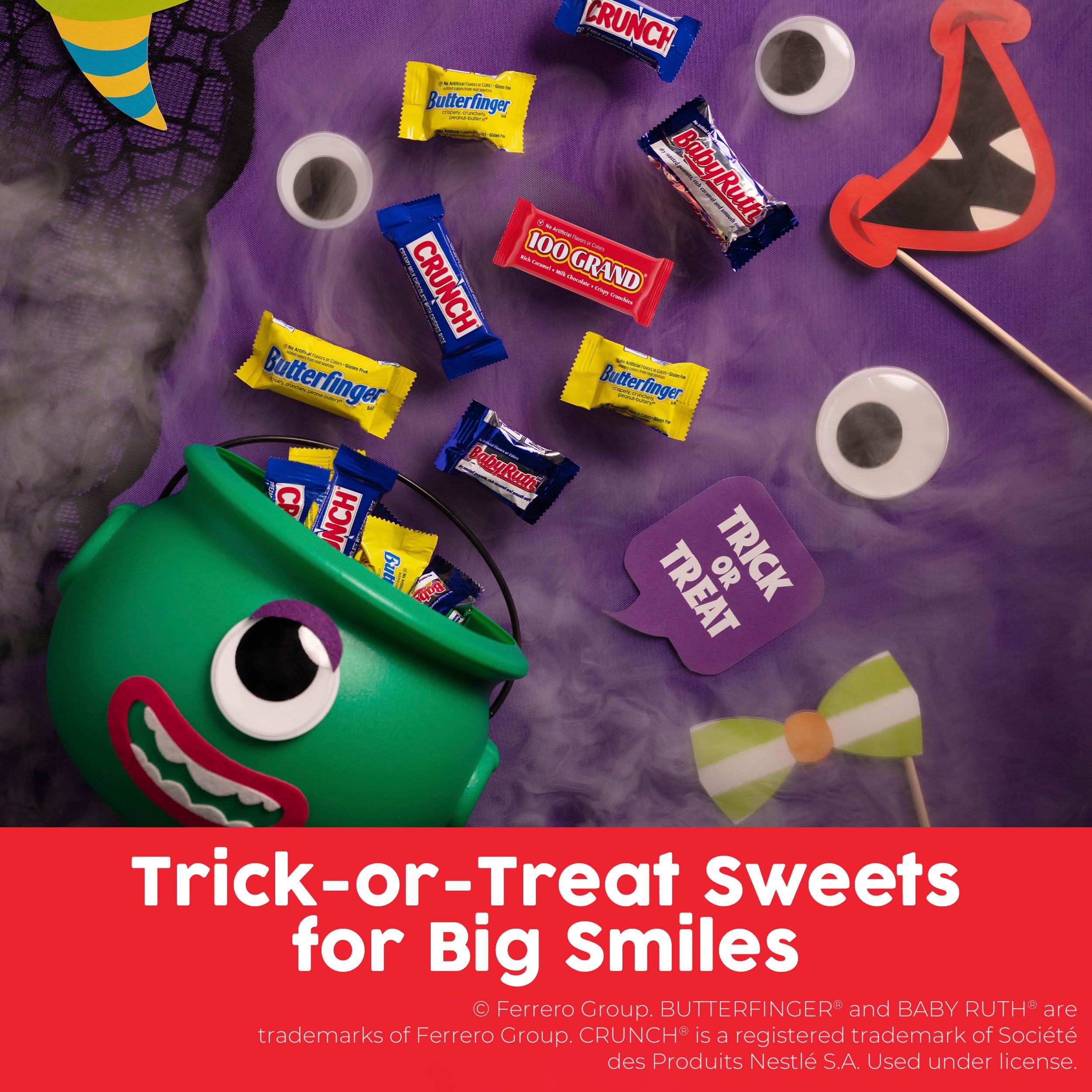 Butterfinger Butterfinger, CRUNCH, Baby Ruth and 100 Grand, Bulk 60 Pack, Assorted Fun Size Chocolate Candy Bars, Stocking Stuffers, 37.2 oz