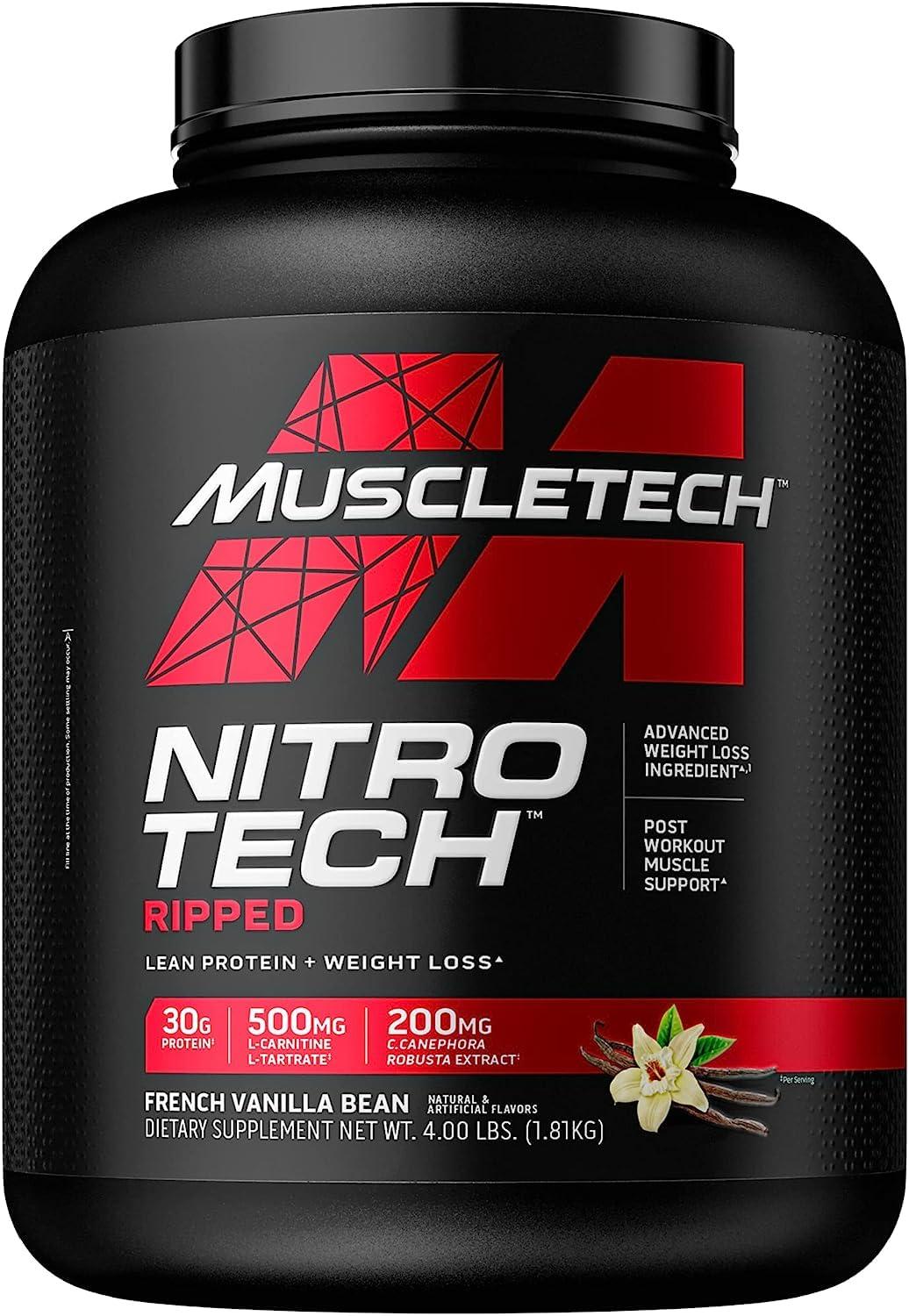 MuscleTech MuscleTech Nitro-Tech Ripped | Lean Whey Protein Powder/Isolate & Platinum Multivitamin for Immune Support 18 Vitamins & Minerals Vitamins A C D E B6 B12 Daily Workout Supplements for Men 90 Ct