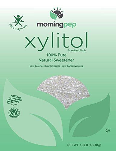 Morning Pep Morning Pep Pure Birch Xylitol (Keto Diet Friendly) Sweetener with no Aftertaste Bulk Size 10 LBs (Not from Corn) Non GMO Kosher Gluten Free Product of USA. 160 OZ