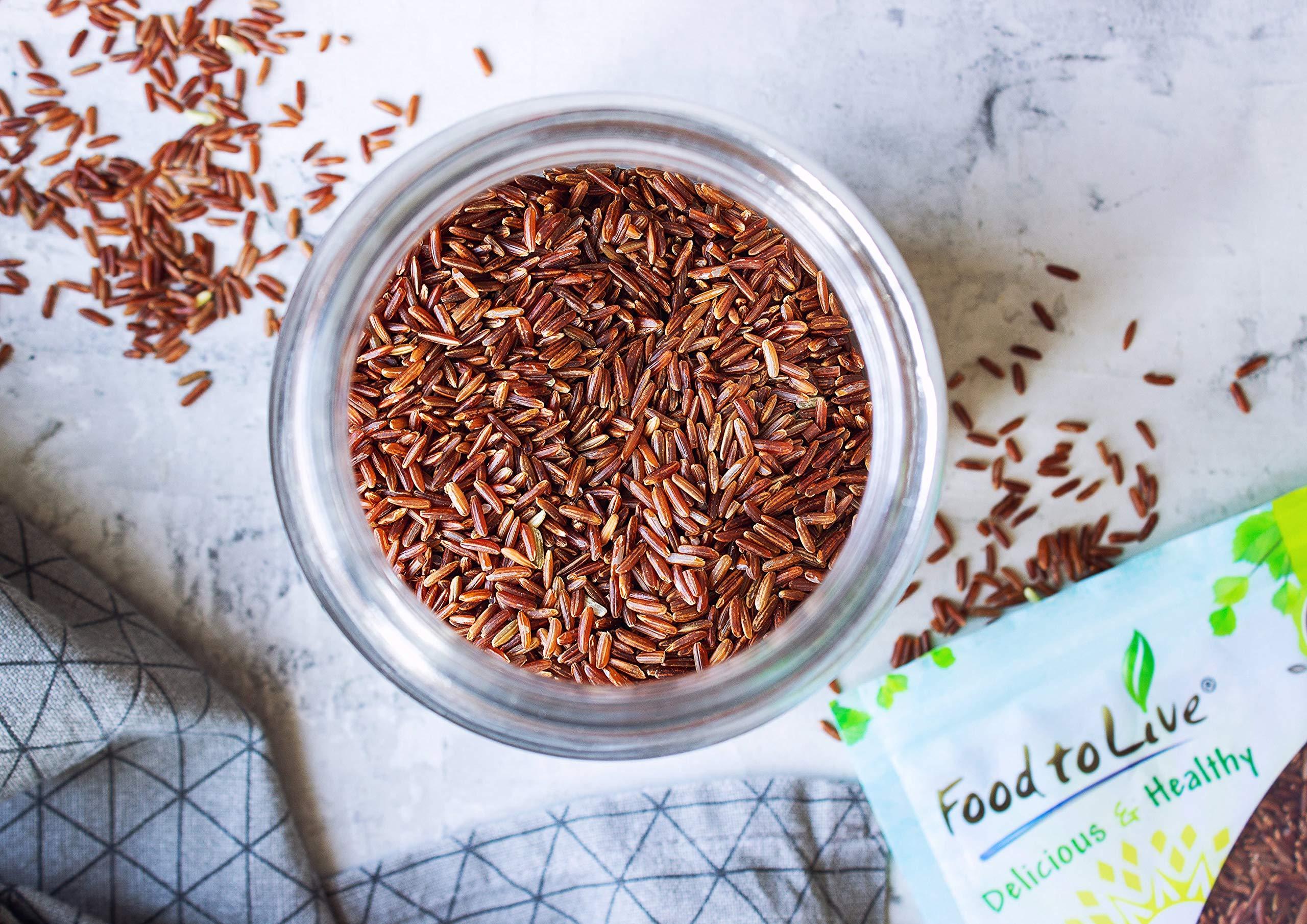 Food to Live Food to Live Organic Red Rice, 5 Pounds  Non-GMO, Whole Long-Grain Variety, Non-Sticky, Vegan, Kosher. Source of Protein. Rich in Antioxidants. Great as Side Dish. Perfect for Pilafs, Stir-Fries.