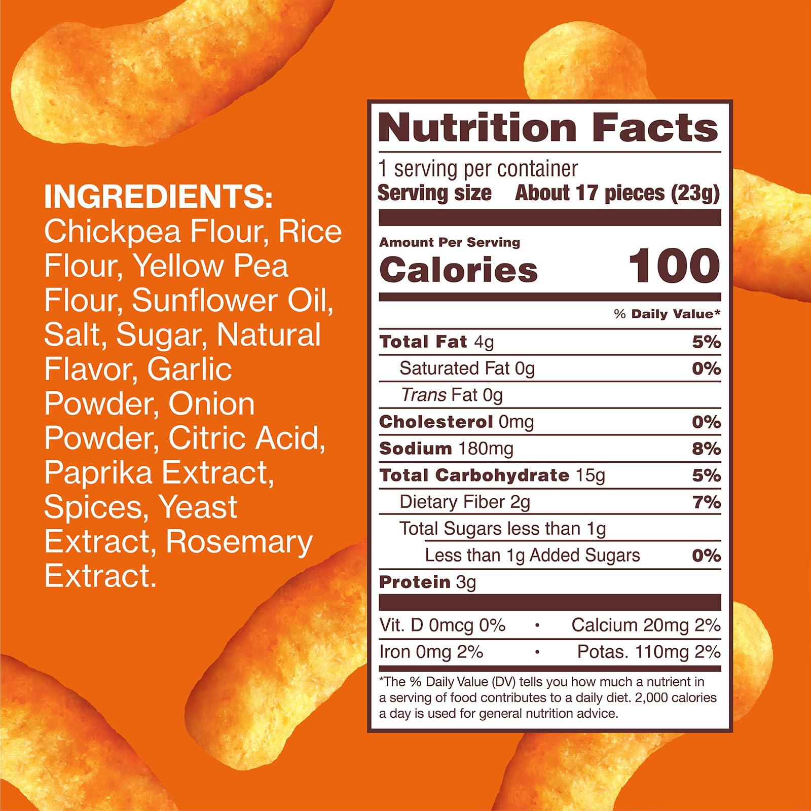 HIPPEAS Hippeas Chickpea Puffs, Vegan Nacho Vibes, 0.8 Ounce (Pack of 18), 3g Protein, 2g Fiber, Vegan, Gluten-Free, Crunchy, Plant Protein Snacks