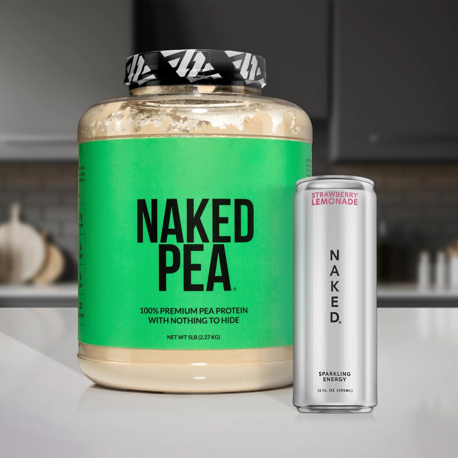 NAKED NAKED Vanilla Pea Protein Isolate from North American Farms, Only 3 Ingredients, Vanilla Vegan Protein, Gluten-Free, Soy Free, GMO Free - 2LB