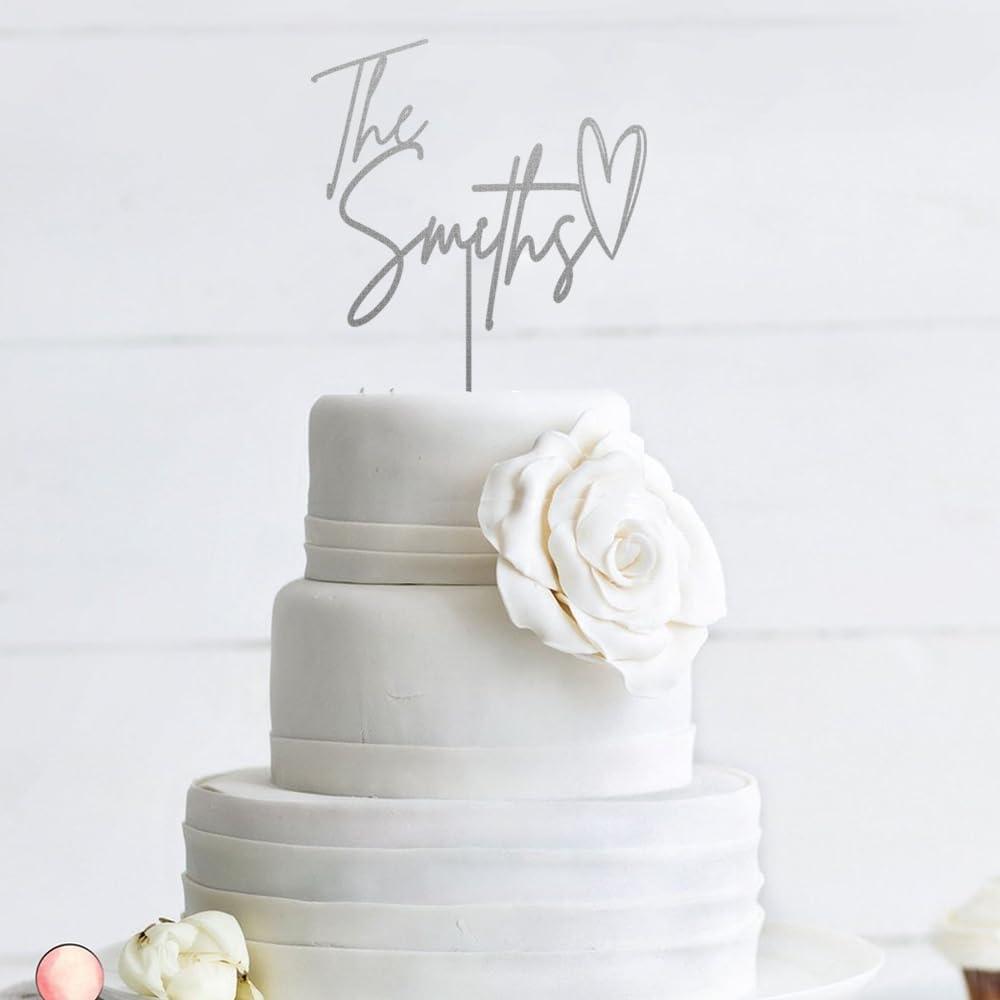 Evamall Personalized Wedding Cake Topper, Wedding Cake Topper With A Heart And A Date, Mr And Mrs Cake Topper, Gold Vintage Cake Toppers, Rustic Wedding Cake Toppers, Monogram Toppers