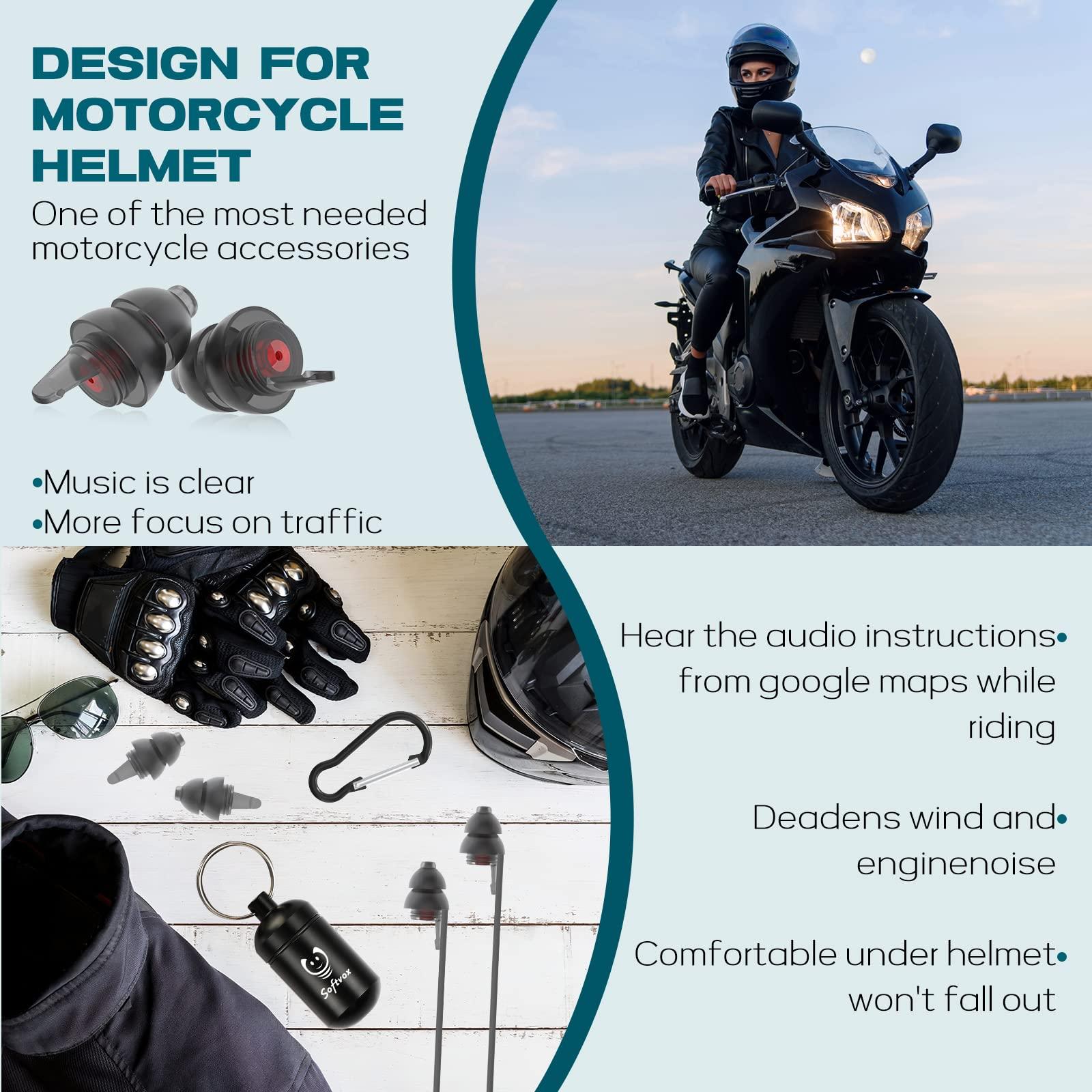 softvox Softvox Motorcycle Earplugs with Detachable Cord 2 Pairs, Wind Noise Reduction Audible Hearing Protection, Comfy Reusable Ear Plugs for Moto, Racing, Motorbike, Motorsports, Touring, Riding, Shooting