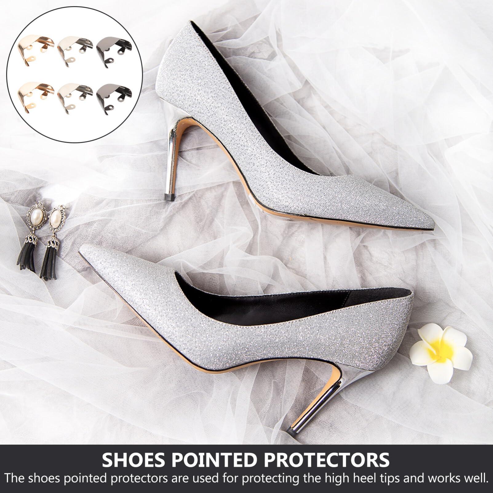 Abaodam 3 Pairs boots decor shoes shoe tip protections shoe tip covers boot protector boot toe guards shoe toe protector High heel metal sleeve Accessories shoe cover invisible