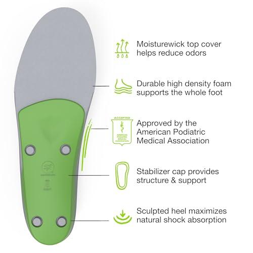 Superfeet Superfeet All-Purpose Support High Arch Insoles (Green) - Trim-To-Fit Orthotic Shoe Inserts - Professional Grade - Men 9.5-11 / Women 10.5-12