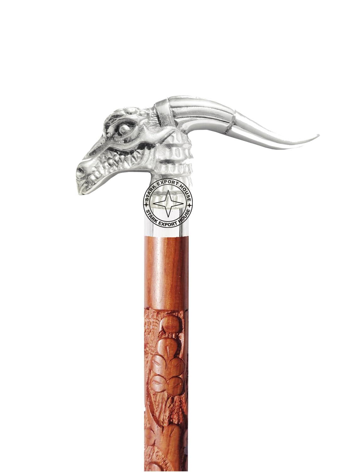 Stark Export House Walking Cane Rosewood Designer Wooden Walking Stick with Nickel Handle Gift for Men & Women 37 inch (RTGG)