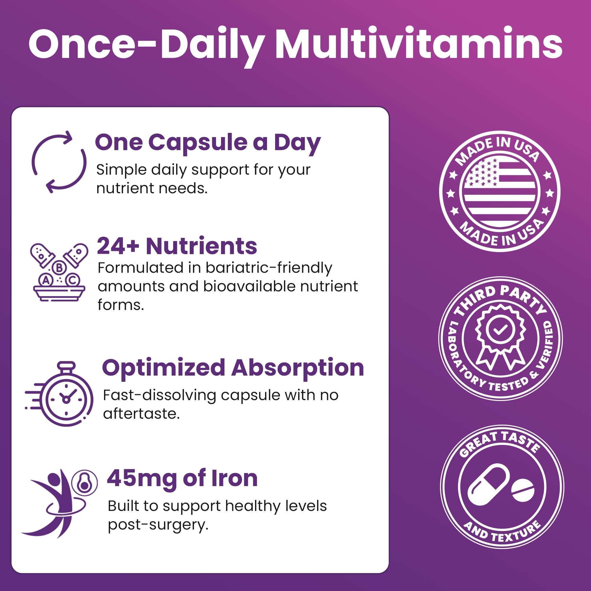 ProCare Health ProCare Health Bariatric Multivitamin with Iron (90 Capsule) - 45mg Iron with Reduced B12 - Post Op Bariatric Vitamins for Gastric Bypass Sleeve Patients, Sustains Recovery & Energy (03 Month Supply)