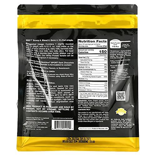 California Gold Nutrition California Gold Nutrition Sport - Dark Chocolate Whey Protein Isolate, 2 lbs (907 g)
