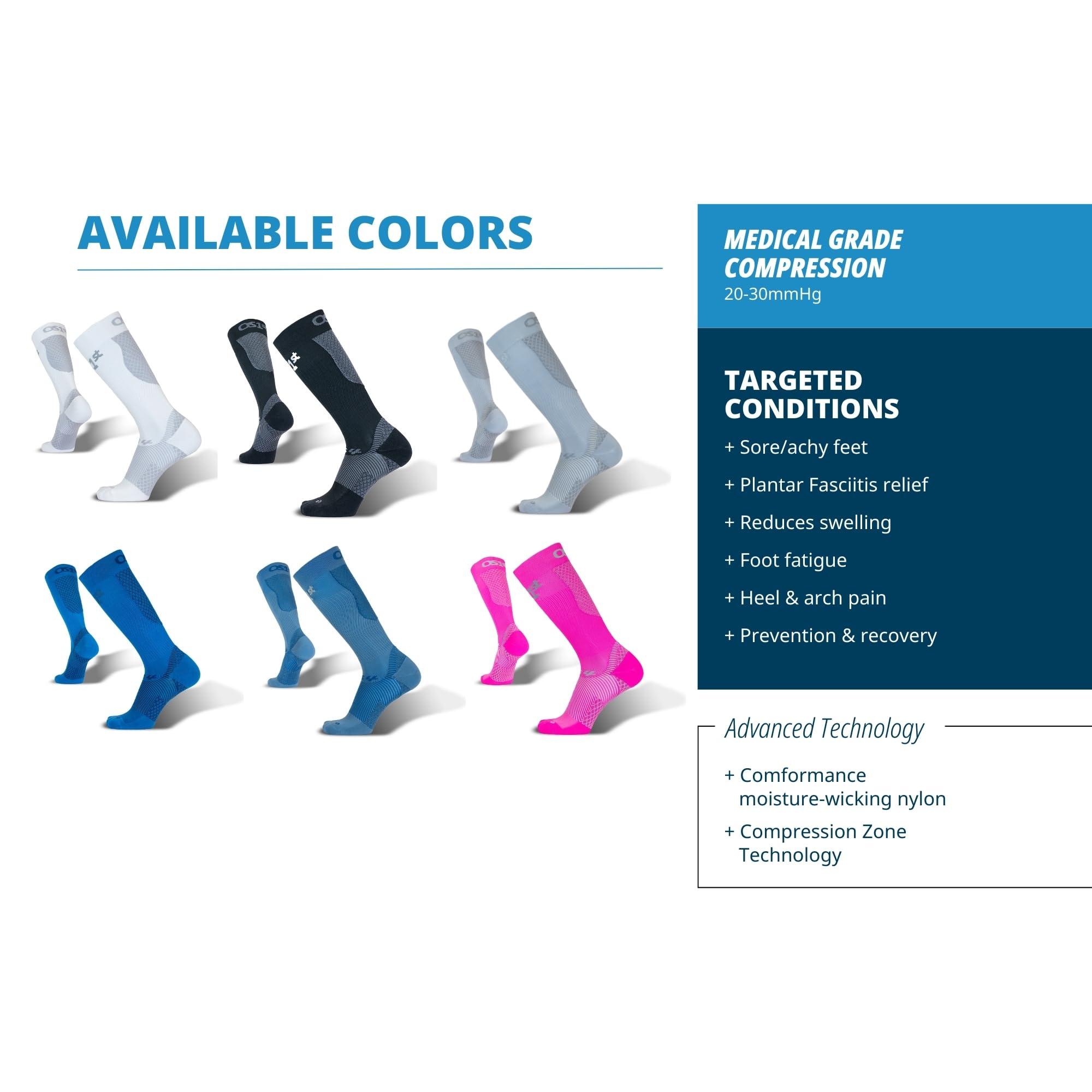 OS1st OS1st FS4 Compression Bracing Plantar Fasciitis Socks relives heel pain, improves circulation and overal foot health (US, Alpha, Large, Regular, Regular, Steel Blue)