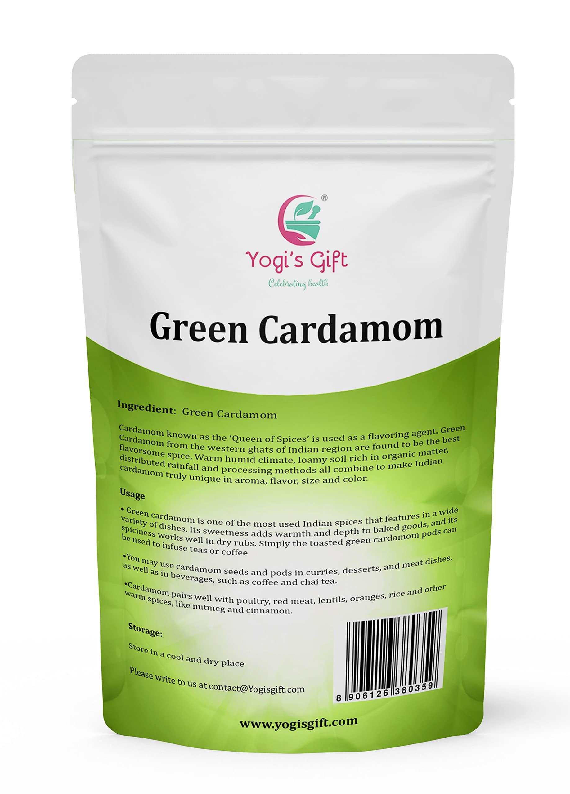 YOGI’S GIFT – Celebrating health Indian GREEN CARDAMOM Pods Whole | Cardamom bulk 1 lb | Flavourful Indian Spice | Semillas de Cardamomo | by Yogi's Gift ®