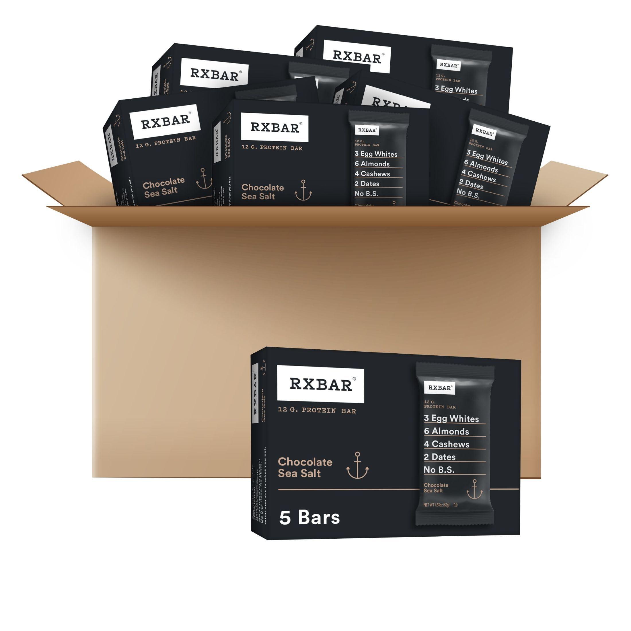 RXBAR RXBAR Protein Bars, 12g Protein, Gluten Free Snacks, Chocolate Sea Salt (6 Boxes, 30 Bars)