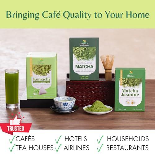 SATOEN GROUP Satoen Jasmine Ceremonial Grade Matcha Powder - Matcha Ceremonial Grade Green Tea Powder from Spring First Harvest with Jasmine Flavor - Ideal for Matcha Tea, Iced Tea, Ice Lattes - Japanese Tea Maker - 3.52 oz (100g) - Pack of 2 bags
