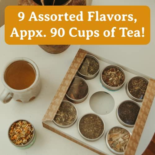 Heavenly Tea Leaves Heavenly Tea Leaves 9 Flavor Variety Pack, Loose Leaf Tea Sampler Gift Set (Approx. 90 Cups of Tea) - High to No Caffeine, Great Hot or Iced, Assortment of Green, Herbal, Black, & White Teas
