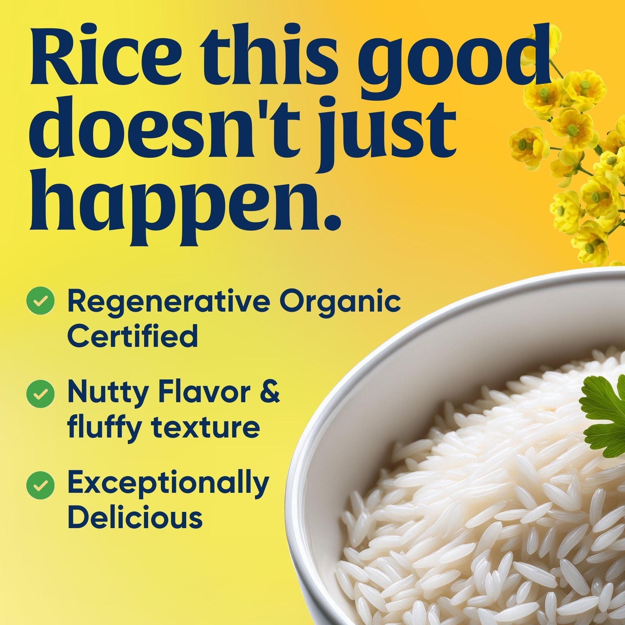 Lundberg Lundberg White Basmati Rice, Regenerative Organic Certified Non-Sticky, Fluffy & Aromatic Long-Grain Rice, Responsibly Grown in California, 32 Oz