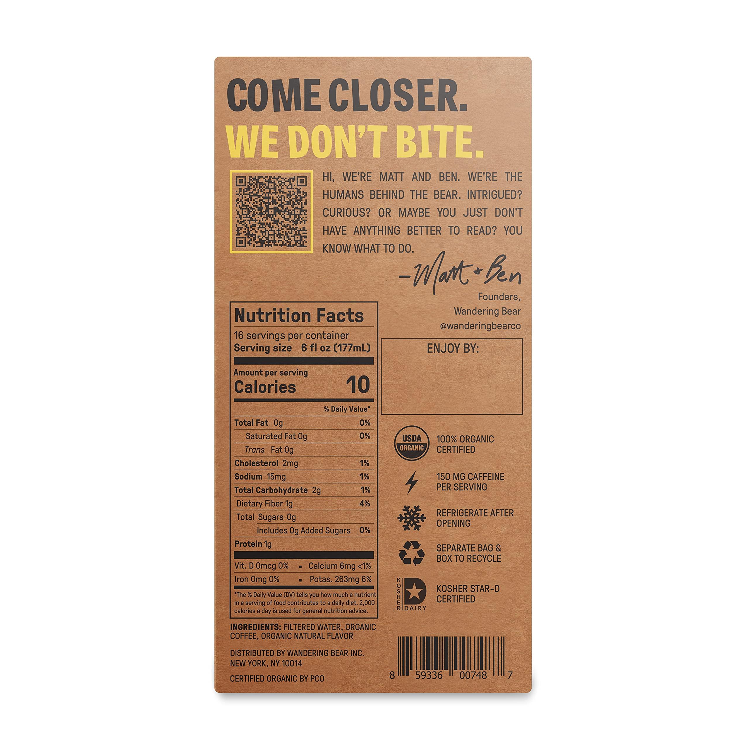 Wandering Bear Wandering Bear Organic Caramel Cold Brew Coffee On Tap, 96 fl oz - Extra Strong, Smooth, Unsweetened, Shelf-Stable, and Ready to Drink Iced Coffee, Cold Brewed Coffee, Cold Coffee