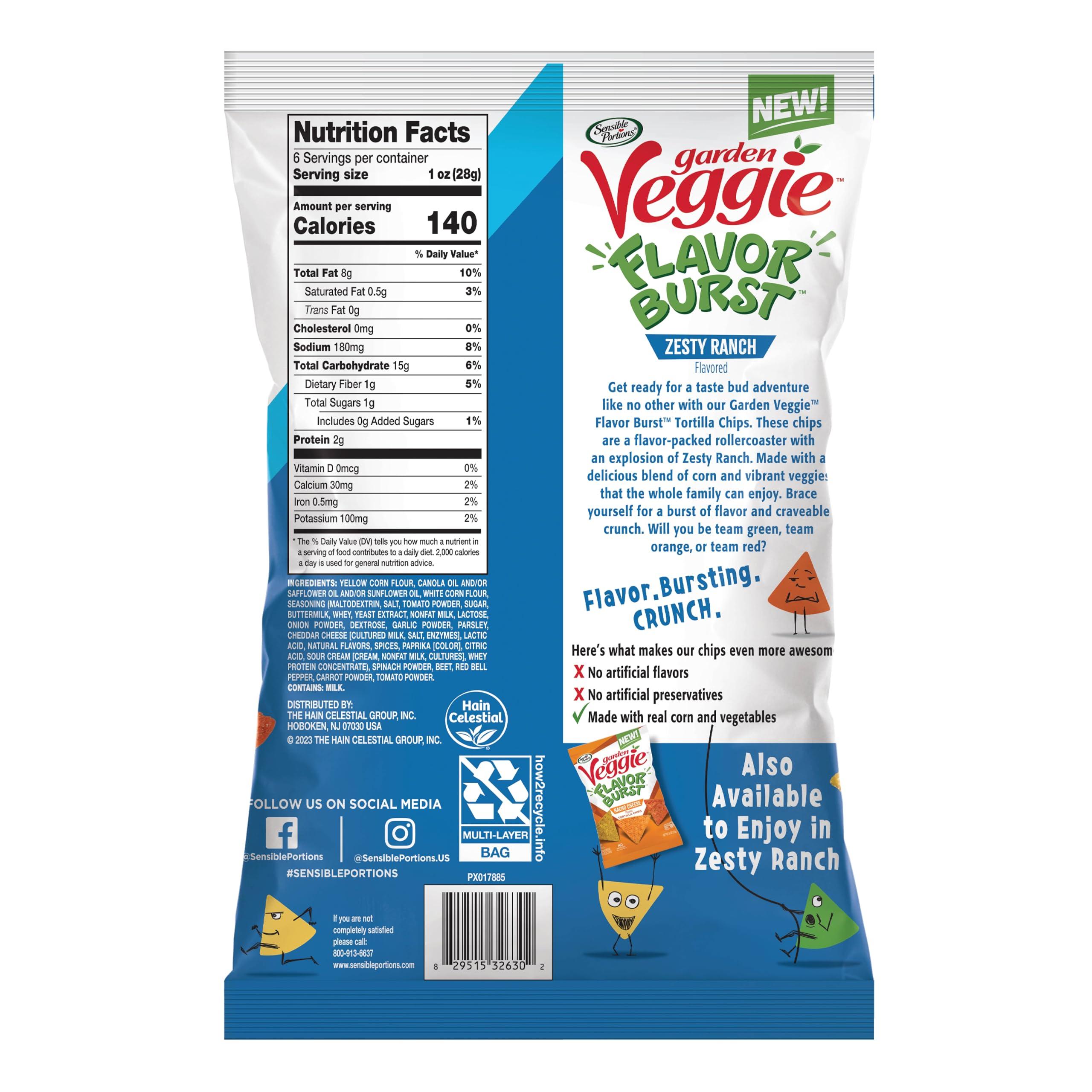 Sensible Portions Sensible Portions Garden Veggie Flavor Burst Tortilla Chips, Ranch, 6 Oz (Pack of 6)