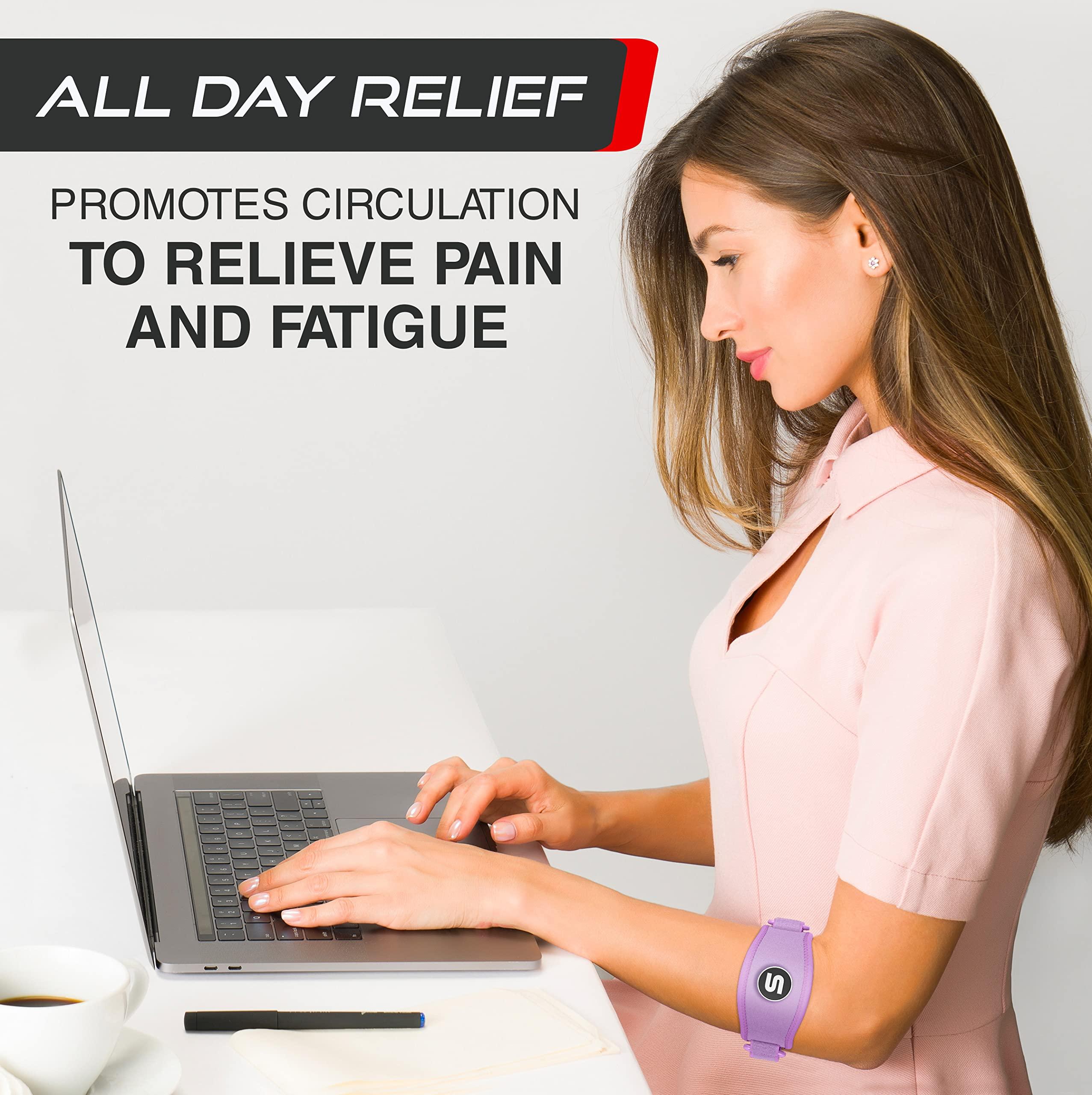 SS SLEEVE STARS Sleeve Stars Tennis Elbow Support Strap, Golfers Elbow Support for Men & Women Epicondylitis Clasp, Counterforce Arm Band for Tendonitis Relief, w/ 3 Straps Length, Fits 9\"-23\" (Light Purple)