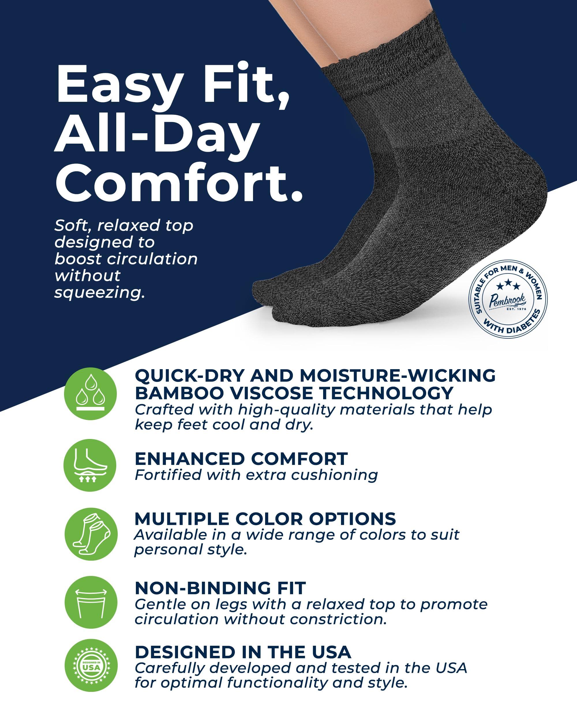 Pembrook Pembrook Bamboo Viscose Diabetic Socks for Women & Men - 6 Pairs Ankle Socks for Swollen Feet | Neuropathy Socks | Moisture Wicking Diabetes Socks | Tan, Light Tan, Navy, Light Blue, Grey, Light Grey