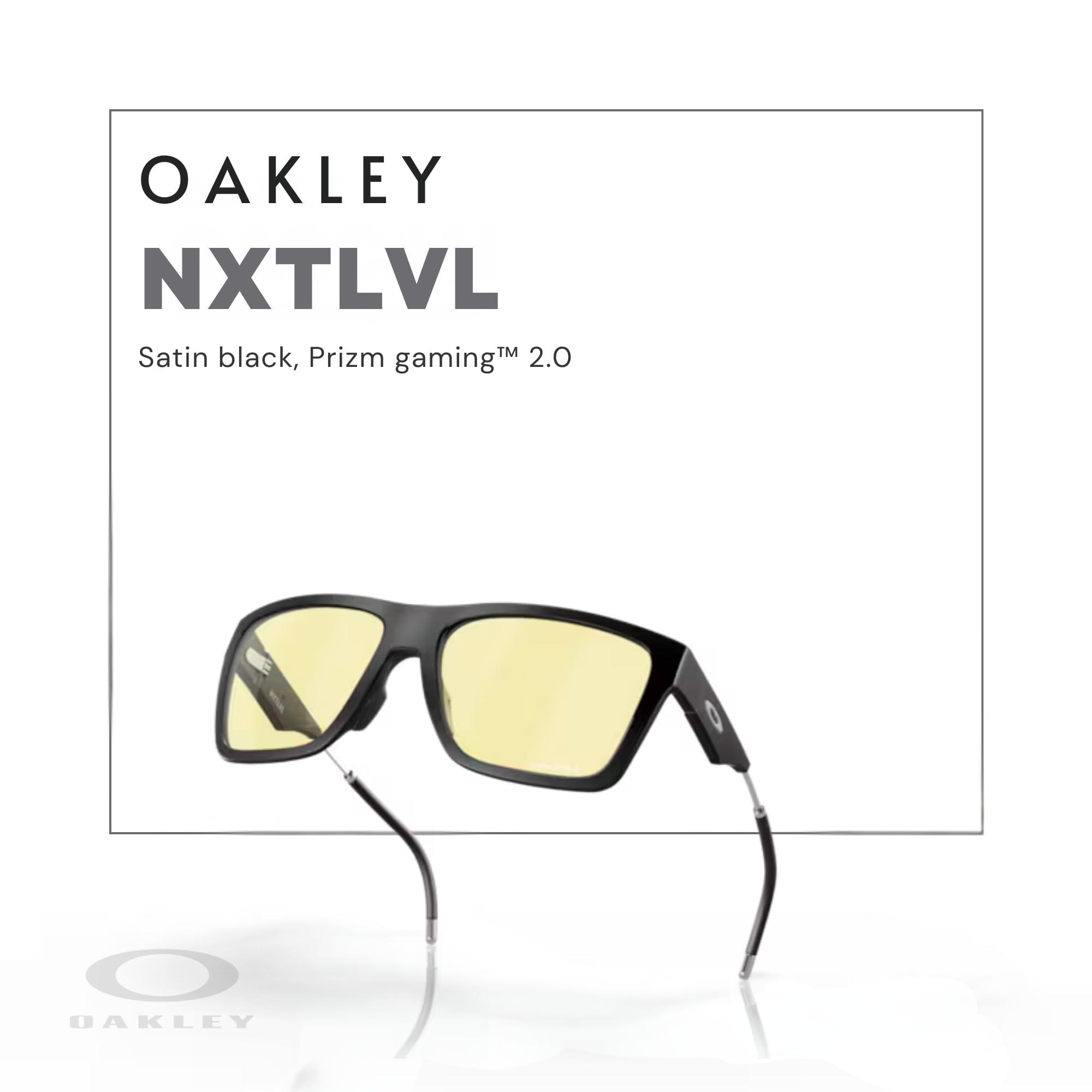 Oakley Oakley NXTLVL OO9249 Gaming Collection 924901 58MM Satin Black/Prizm Rectangular Blue Light Blocking Glasses for Men + BUNDLE Accessory Leash + BUNDLE with Designer iWear Eyewear Kit