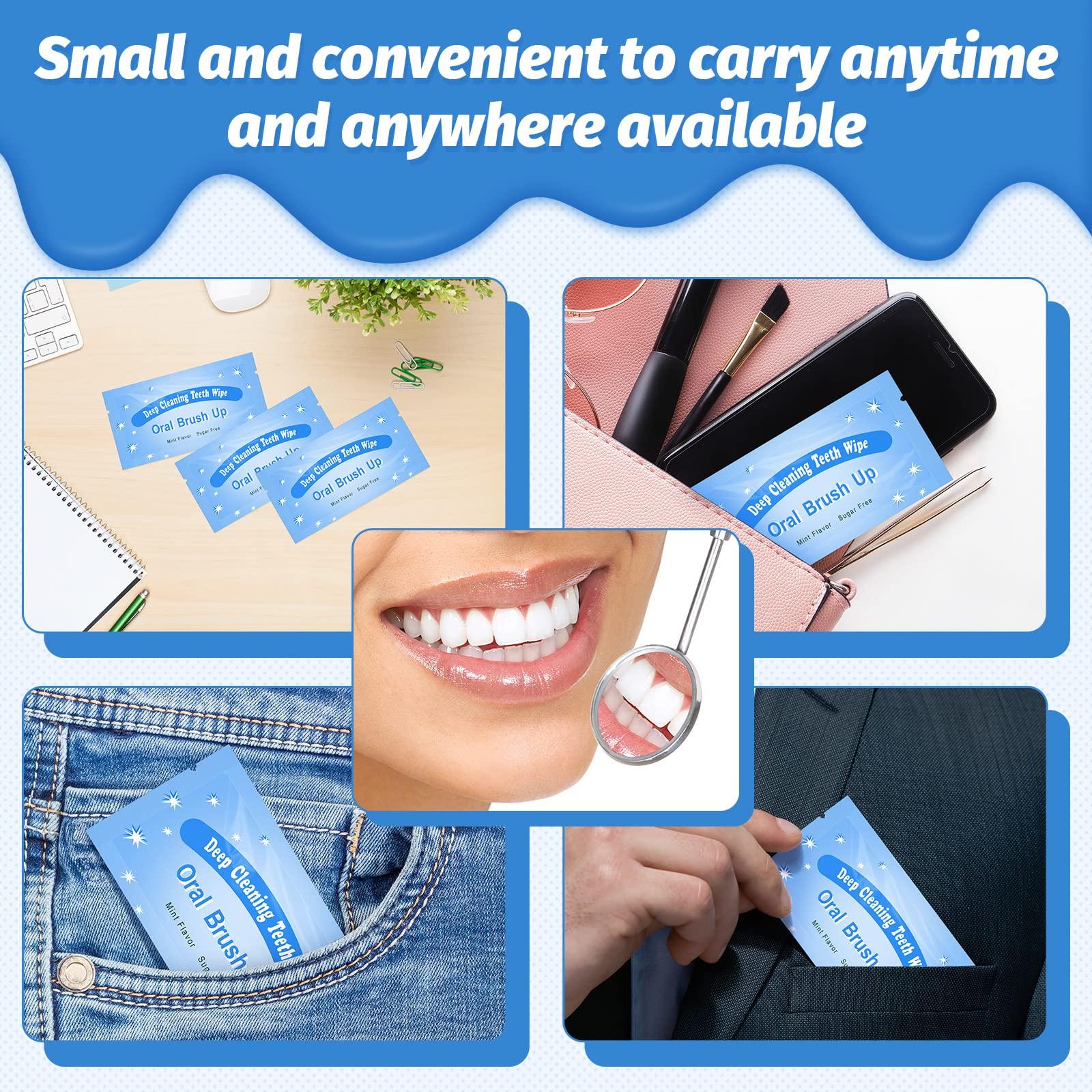 Dunzy 300 Pcs Disposable Finger Brush Teeth Wipes Bulk Finger Toothbrush Textured Surface Deep Teeth Cleaning Finger Wipes Oral Wipes for Adults Teeth Mouth and Gums Dental Cleaning, Individual Package