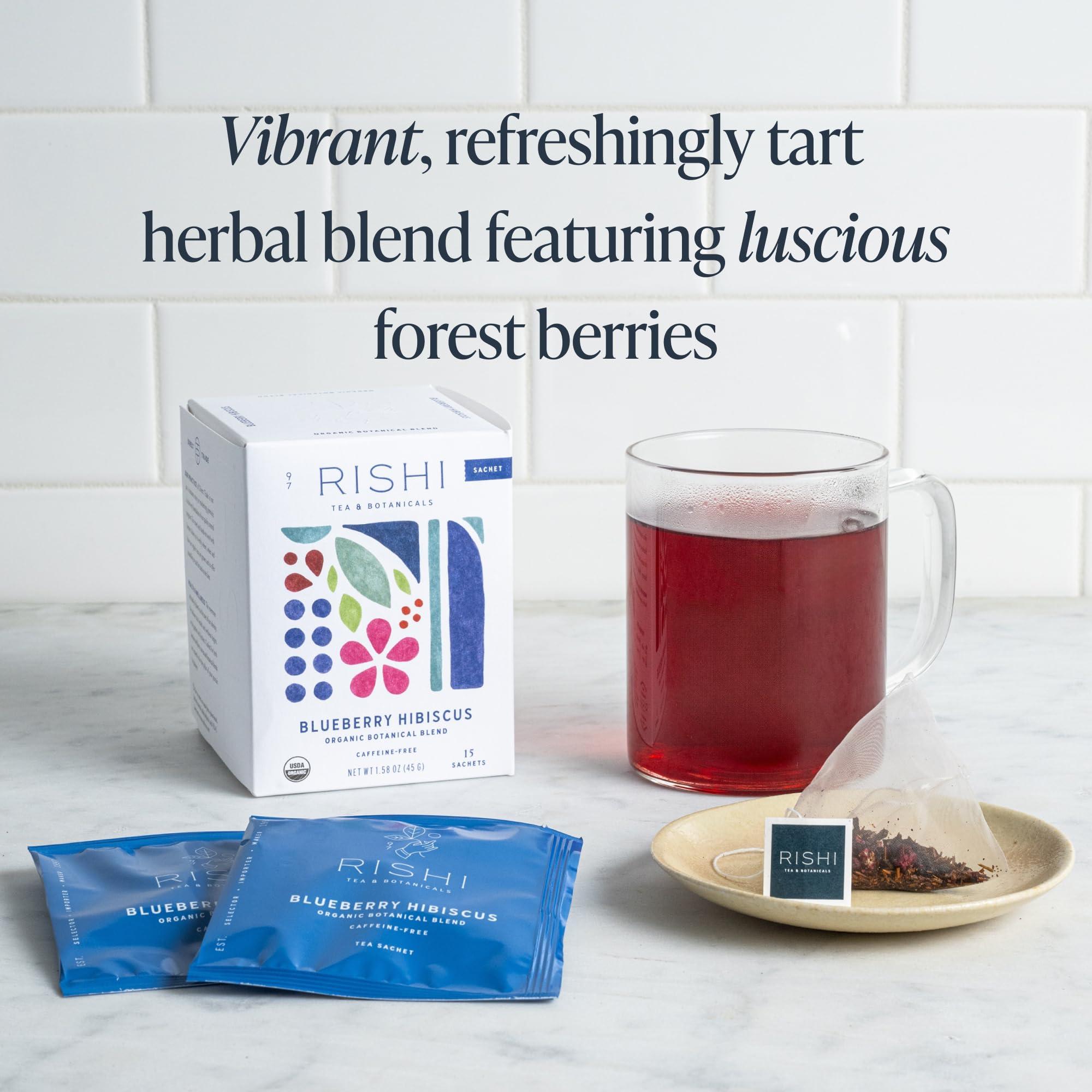 Rishi Tea Rishi Tea Blueberry Hibiscus & Elderberry Healer Herbal Tea - Organic Sachet Tea Bags, Caffeine Free Sleep Friendly Tea Bundle - 15 Count (Pack of 2)