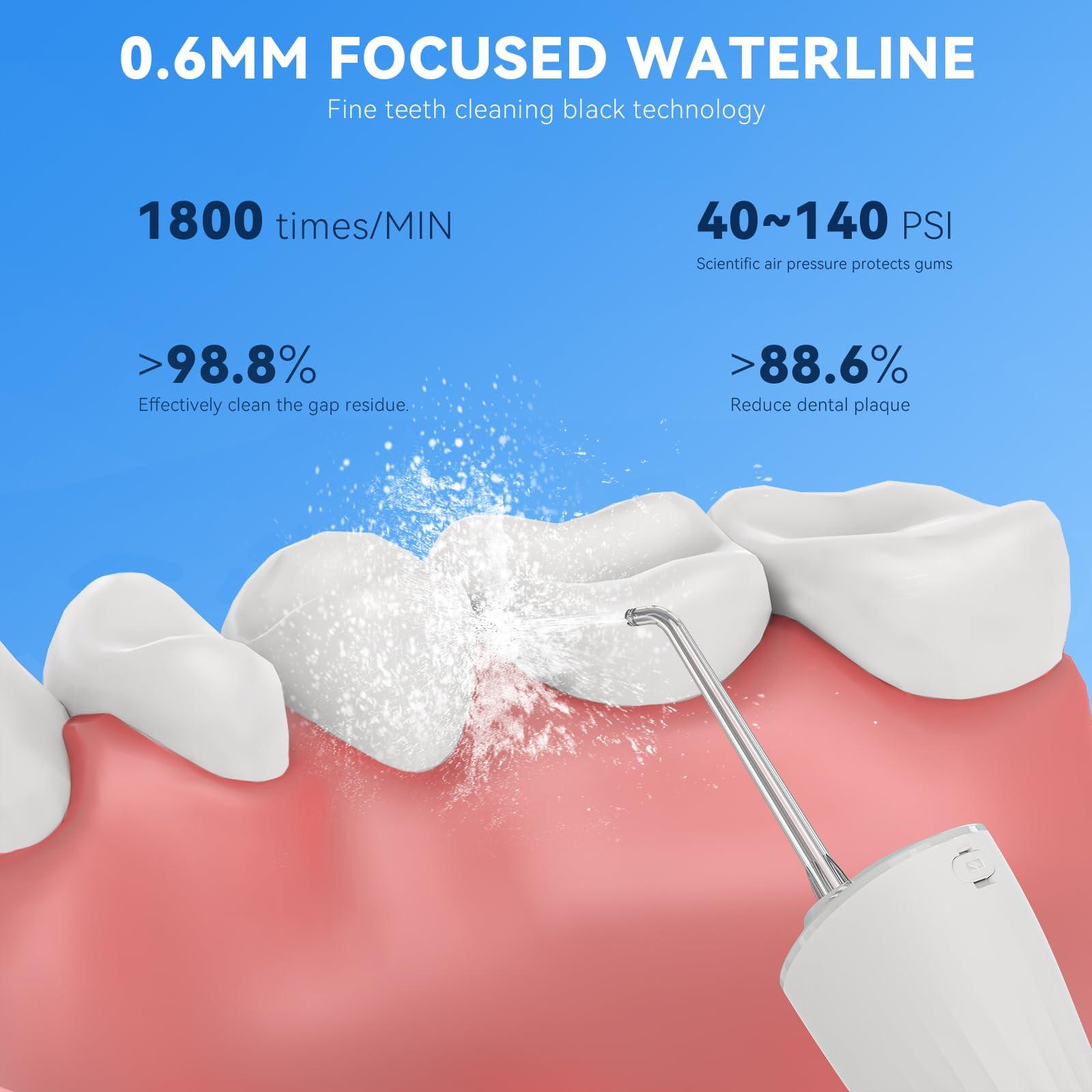 VAPTEC Power Water Flossers for Teeth Cleaning and Flossing, Water Dental Flosser Teeth Pick - Cordless Portable 6 Modes Oral Irrigator Dental, Rechargeable Travel Irrigation Cleaner IPX7 Waterproof (White)
