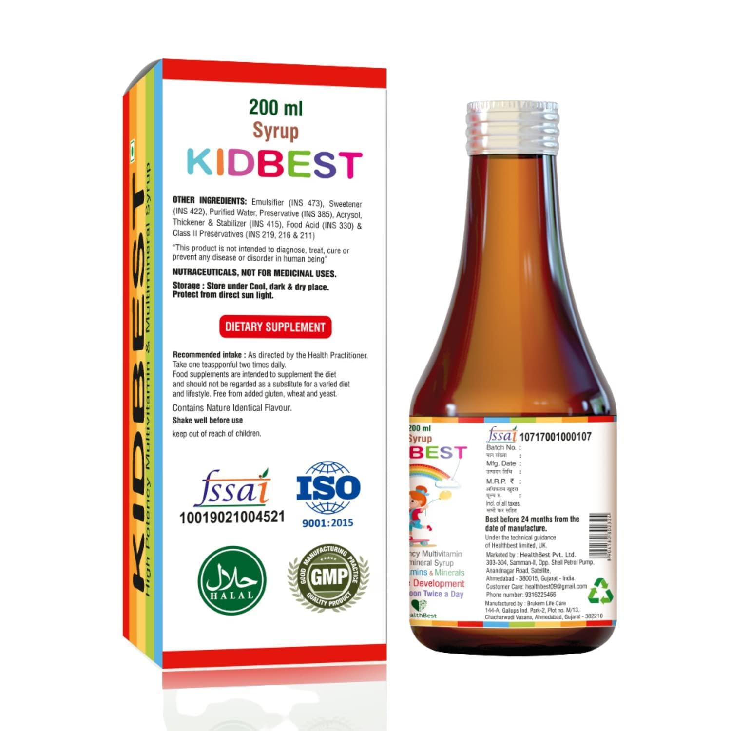 HealthBest HealthBest Kidbest Multivitamin Syrup for 3-13 Years Kids | 200ml