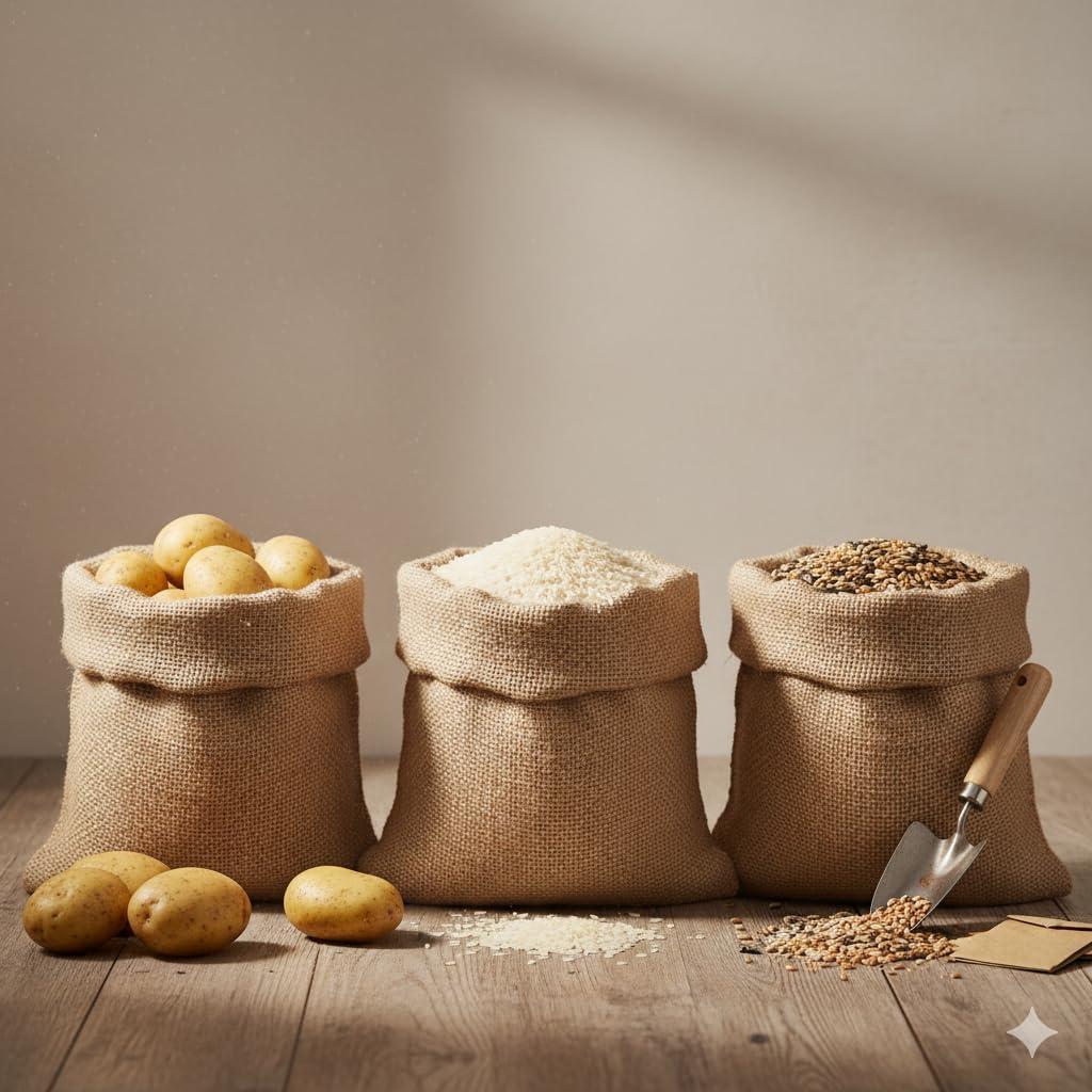 Jutemill 12 Pack Premium Large Burlap sack Bags | 24 x 40 inch New Coffee Bag | Potato Bag | Sack Race | Seed Preserve Sack | Natural Jute gunny-sacks made by 10 Ounce Burlap Fabric tight weaved