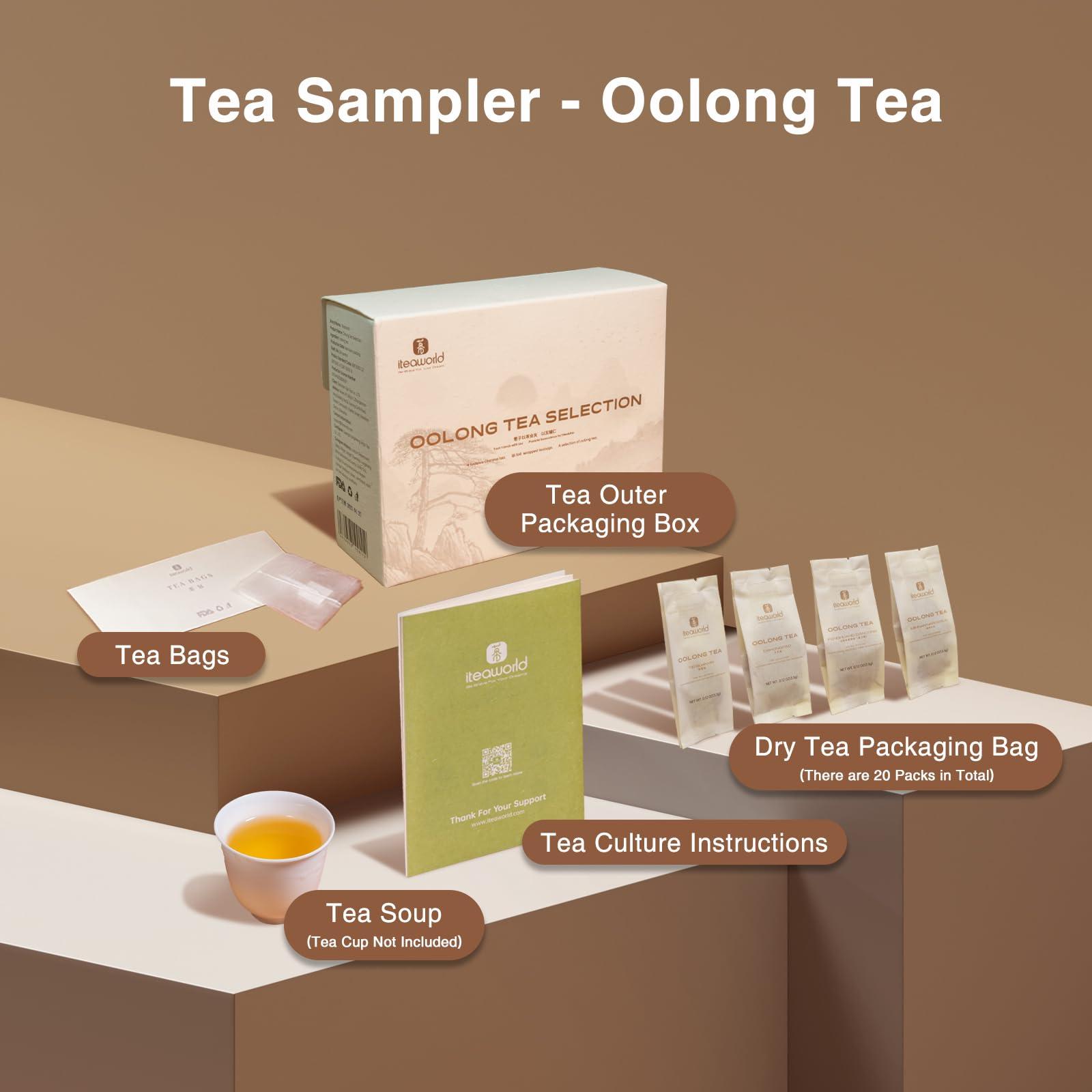 ITEAWORLD iTeaworld Oolong Tea Set 4 Flavors, Oolong Tea Sampler Loose Leaf, Flowery Aroma, No Sweetener, High to Low Caffeine, Up to 112 Cups, Whole Leaf